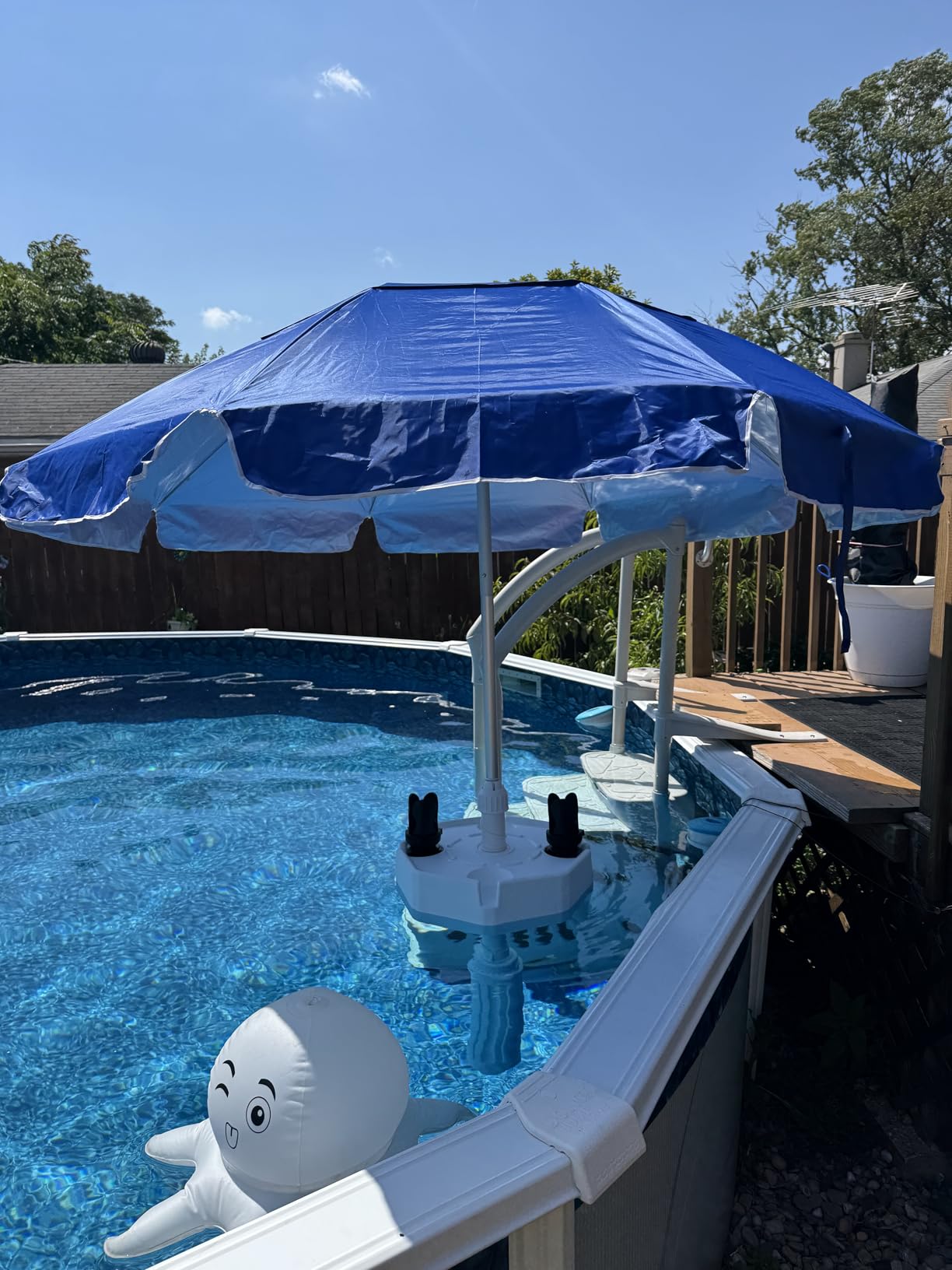 Floating Pool Umbrella - 7ft Outdoor Pool Sunshade Umbrella for Inside of Pool, Portable Floating Table with Drink Holders, No-Tool Setup for Swimming Pools, Beach & Lakes customer photo 1