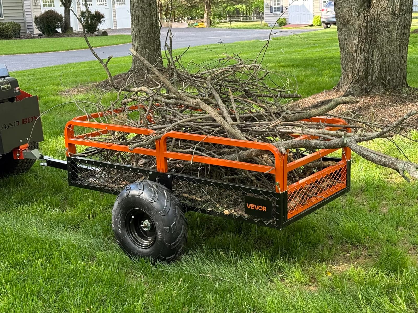 VEVOR 22 Cu.Ft 1600Lbs Steel ATV UTV Trailer Tow Behind Dump Cart customer photo 2
