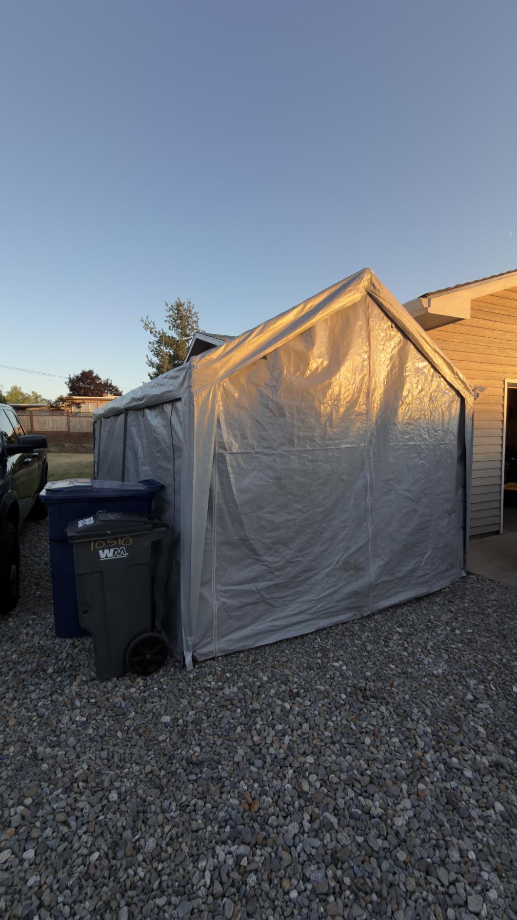 VEVOR Outdoor Storage Shed, 8 x 14 ft Portable Storage Tent with Roll-up Door & Vents, Waterproof Canopy Shed Shelter, Heavy Duty Frame, Patio Garage Carport for Motorcycle, Lawn Mower, Bike, Grey customer photo 1