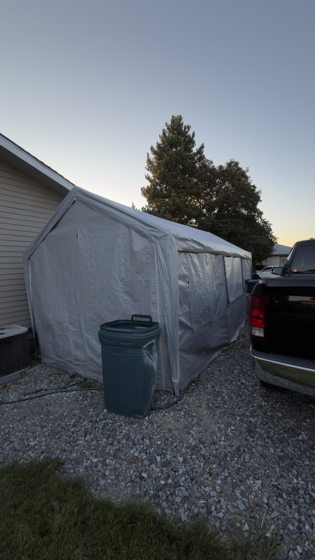 VEVOR Outdoor Storage Shed, 8 x 14 ft Portable Storage Tent with Roll-up Door & Vents, Waterproof Canopy Shed Shelter, Heavy Duty Frame, Patio Garage Carport for Motorcycle, Lawn Mower, Bike, Grey customer photo 2