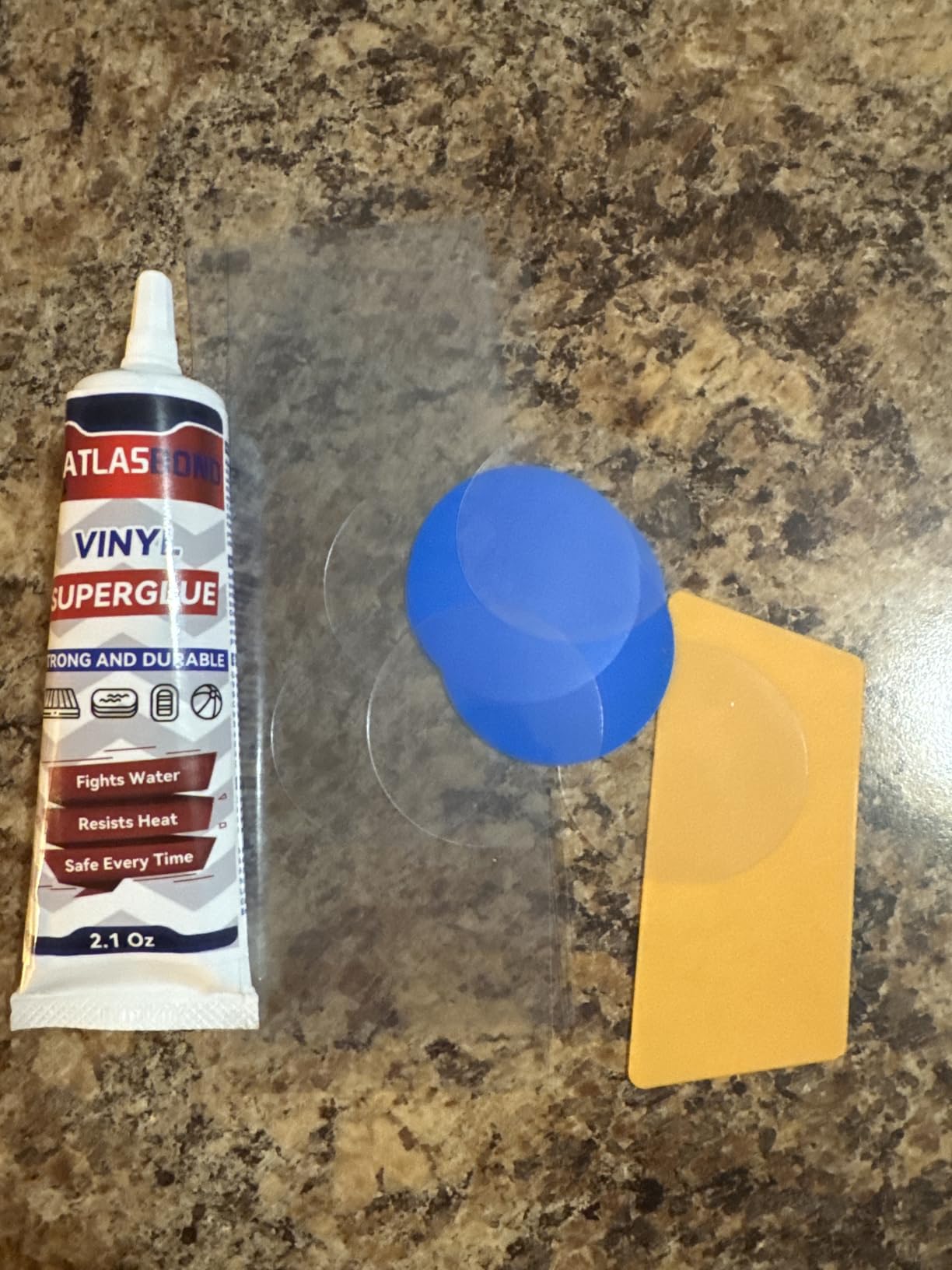 Air Mattress Patch Kit, Heavy Duty Inflatable Patch Repair Kit, Safe, Gentle, and All-in-One Vinyl PVC Glue for Blow Up Bed, Above Pool, Underwater Liners, Bounce House, Hot Tub and More customer photo 2