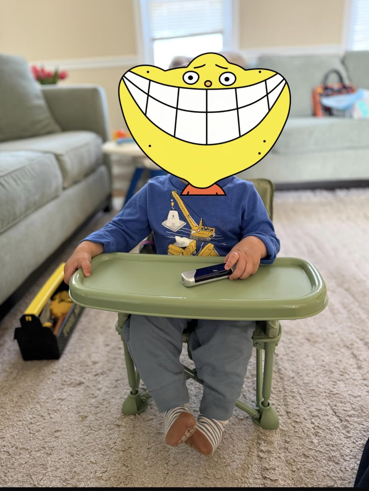 Portable Baby Chair,Portable 3-in-1 Baby Booster Seat with Tray,Folding Toddler High Chair for Travel,Camping, Home & Dining, Easy to Clean & Store, Safe with Child Safety Belt Carry Bag(Green) customer photo 2