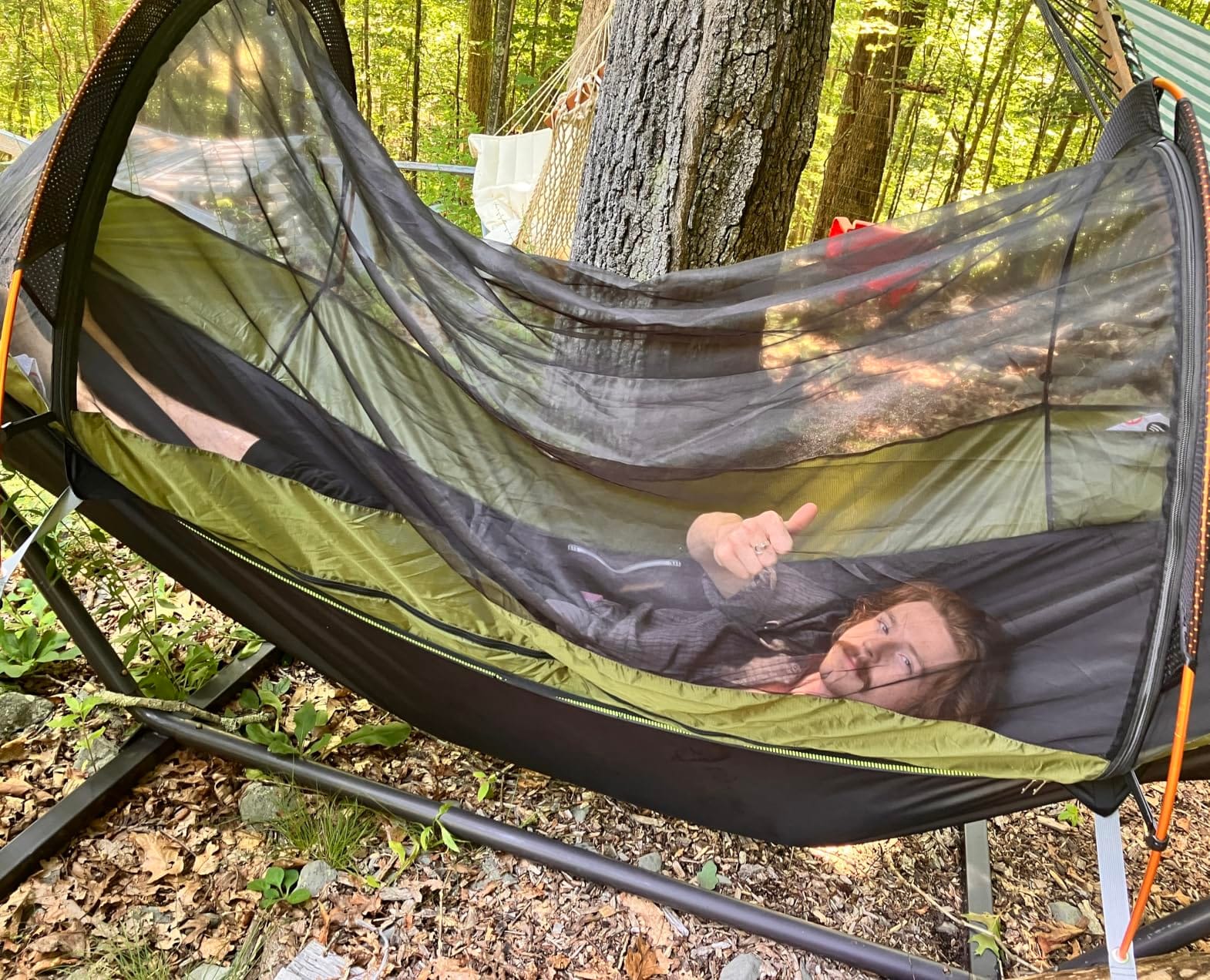 Night Cat Flat Lay Hammock Tent with Mosquito Net Waterproof Rainfly for 1 Person Backpacking Hiking Camping Lightweight 330LBS 87x28x19in customer photo 1