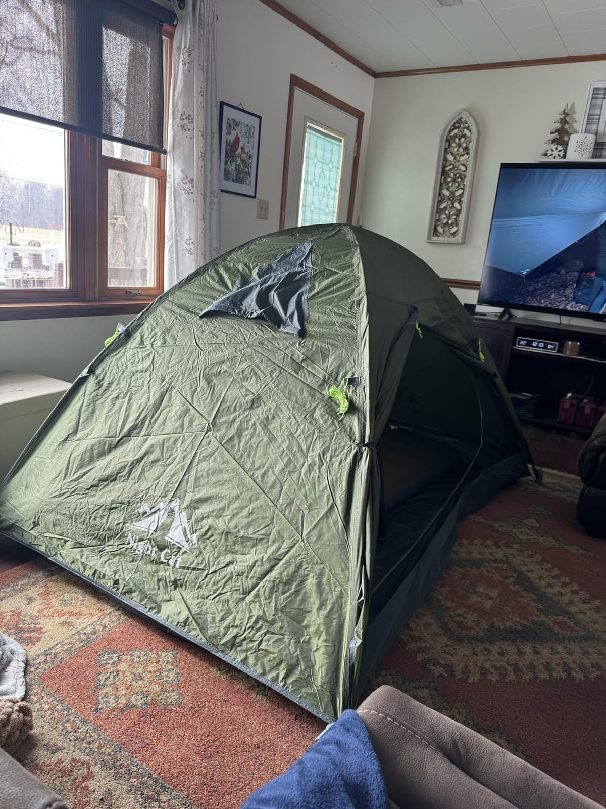 Night Cat 2-Persons Backpacking Tent: Waterproof Lightweight Camping Tent for Two People Hiking Outdoor Mountain with Aluminum Poles and Rainfly Green customer photo 1