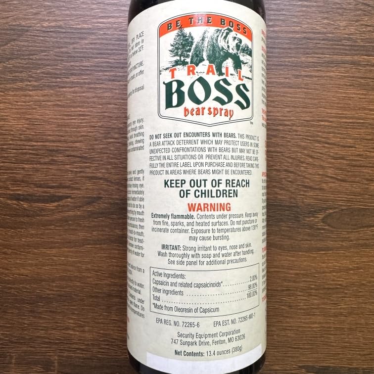 Trail Boss Bear Spray - 35-Foot Range, Maximum Strength 2% Major Capsaicinoids, EPA Registered, 7.9 oz & 13.4 oz Options, Self Defense for Hiking, Camping, Hunting, Fishing, Biking, & Outdoor Safety customer photo 2