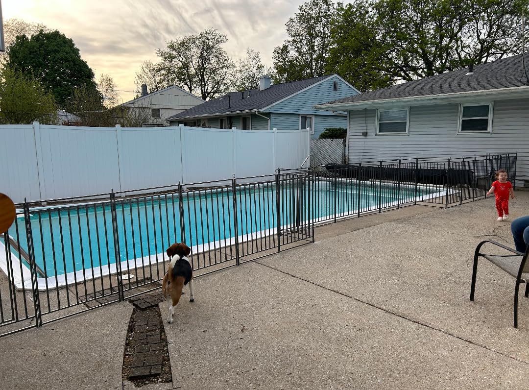 40in H x 110ft L Black-Silver Removable Pool Safety Fence | Weather-Resistant Removable Metal Pool Fence with Reinforced Stakes & Double-Lock Gates for Pools, Pets & Children customer photo 1