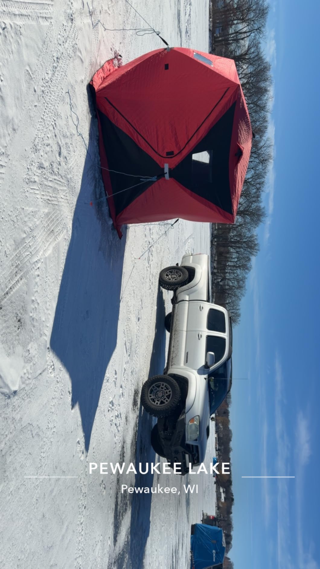 Garvee Pop Up Ice Fishing Shelter and Insulated Ice Fishing Tent with 49ft LED Light Strip, Windproof Portable Hub Design, Fits 1-8 People, 25-69 sq ft Fishable Area customer photo 1