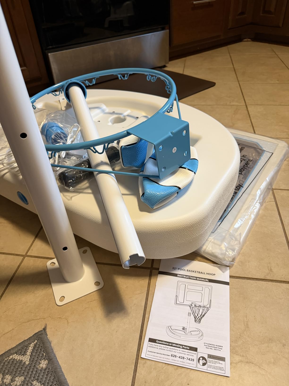 Stainless Steel Pool Basketball Hoop Poolside, Adjustable Swimming Pool Basketball Goal with 32 Inch Shatterproof Backboard, Poolside Water Basketball Hoop, 2 Balls & Pump Included (32in Pool Hoop) customer photo 1