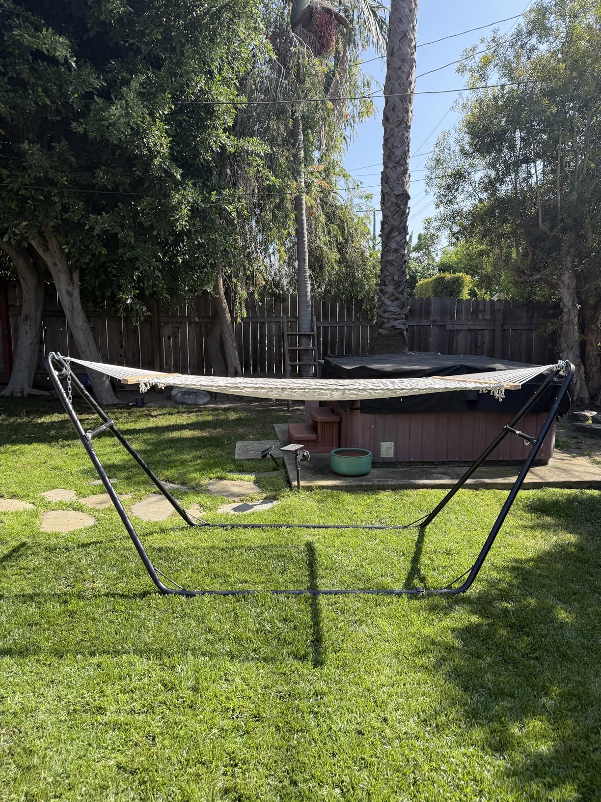 gafete Universal 2 Person Hammock Stand Only, 600 lbs Capacity, Fits 9 to 14ft Hammocks, Adjustable Double Heavy Duty Powder-Coated Steel Stand for Outside, Multi-Use (Black) customer photo 2