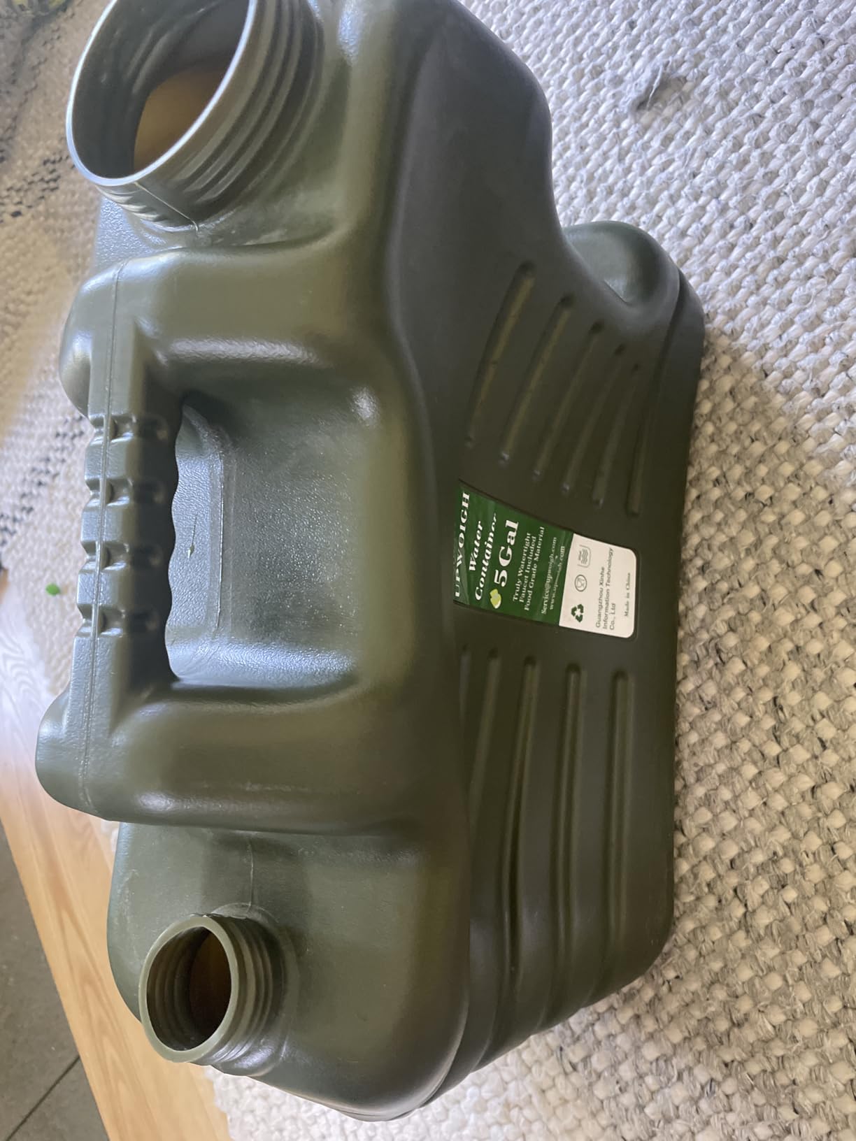 UPWOIGH 3.5 Gallon Water Jug with Rechargeable Touch Pump | Dark Green, Screw-Lock Leakproof Design, Nature-Inspired Carving, Type-C Rechargeable, Camping Hiking Use customer photo 1