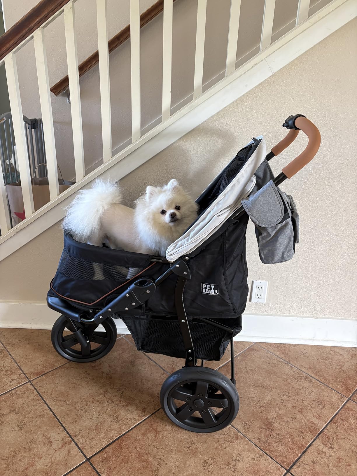 Pet Gear No-Zip AT3 Pet Stroller for Cats/Dogs, Sea Salt | Zipperless Entry, Easy One-Hand Fold, Jogging Tires, Removable Liner, Cup Holder + Storage Basket customer photo 1