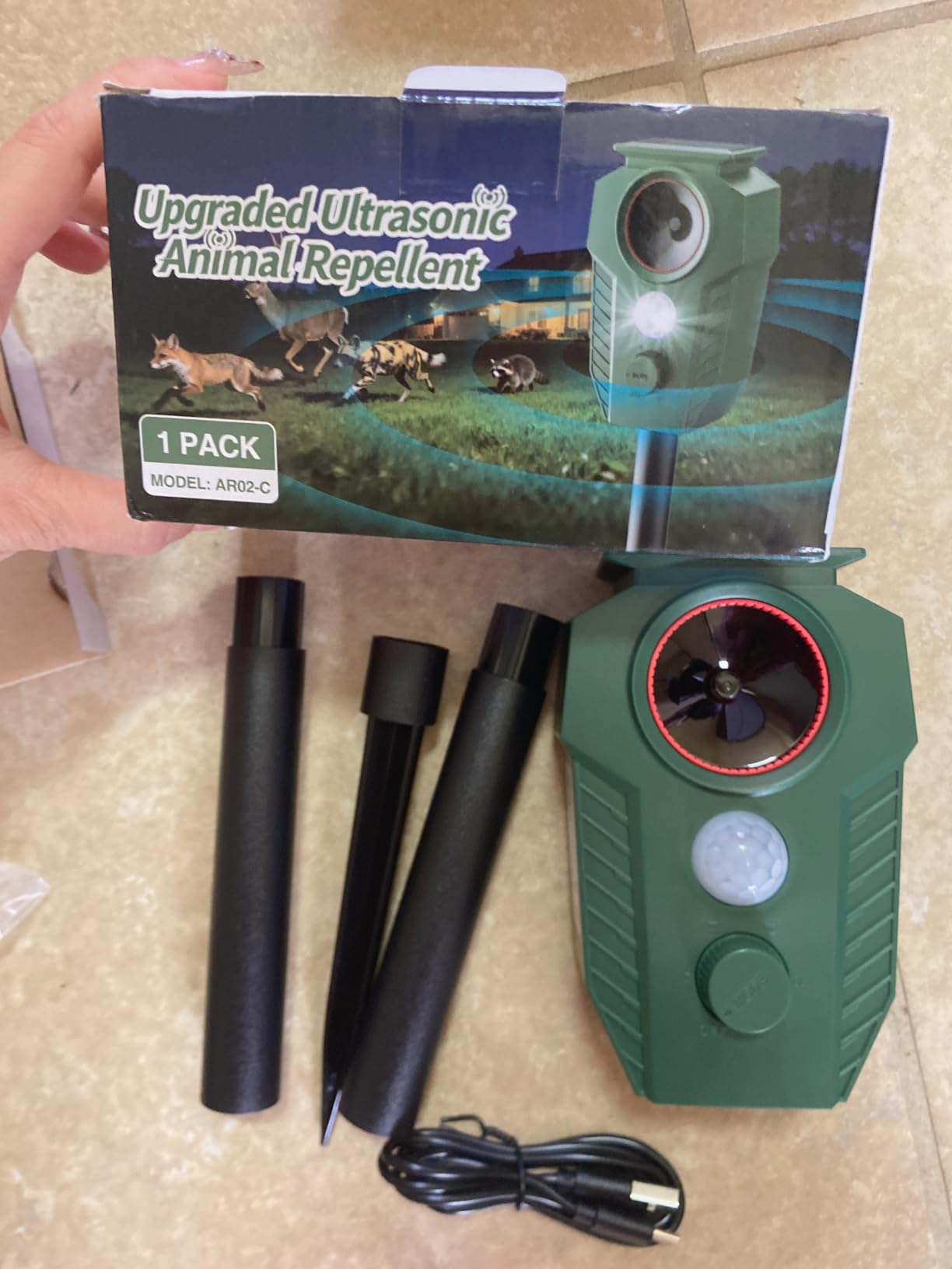 Solar Deer Repellent Devices Outdoor - Ultrasonic Animal Repellent with Motion Sensor & Strobe Lights, 4 Pack Waterproof Cat Repellent Outdoor, Repels Raccoon, Coyote for Garden & Lawn customer photo 1