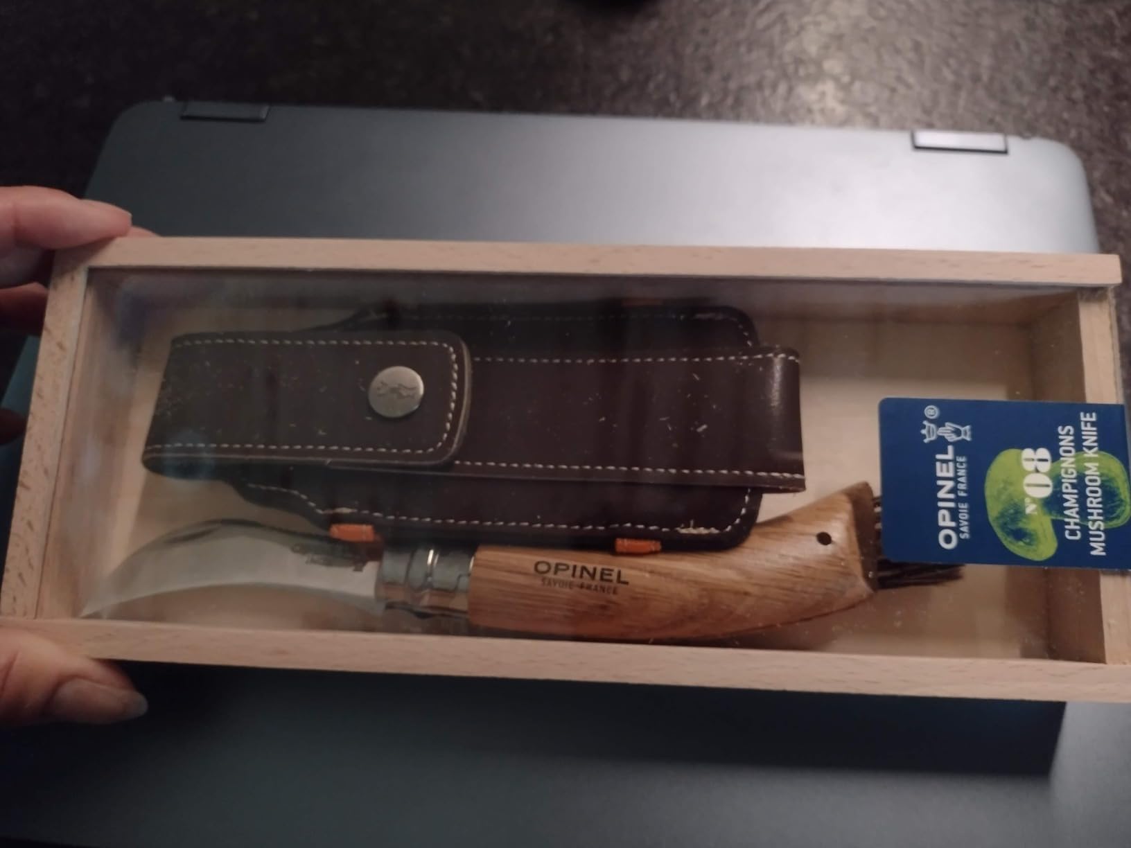 Opinel No. 08 Mushroom Knife Box Set, Oak Wood Handle, Faux-Leather Sheath customer photo 1
