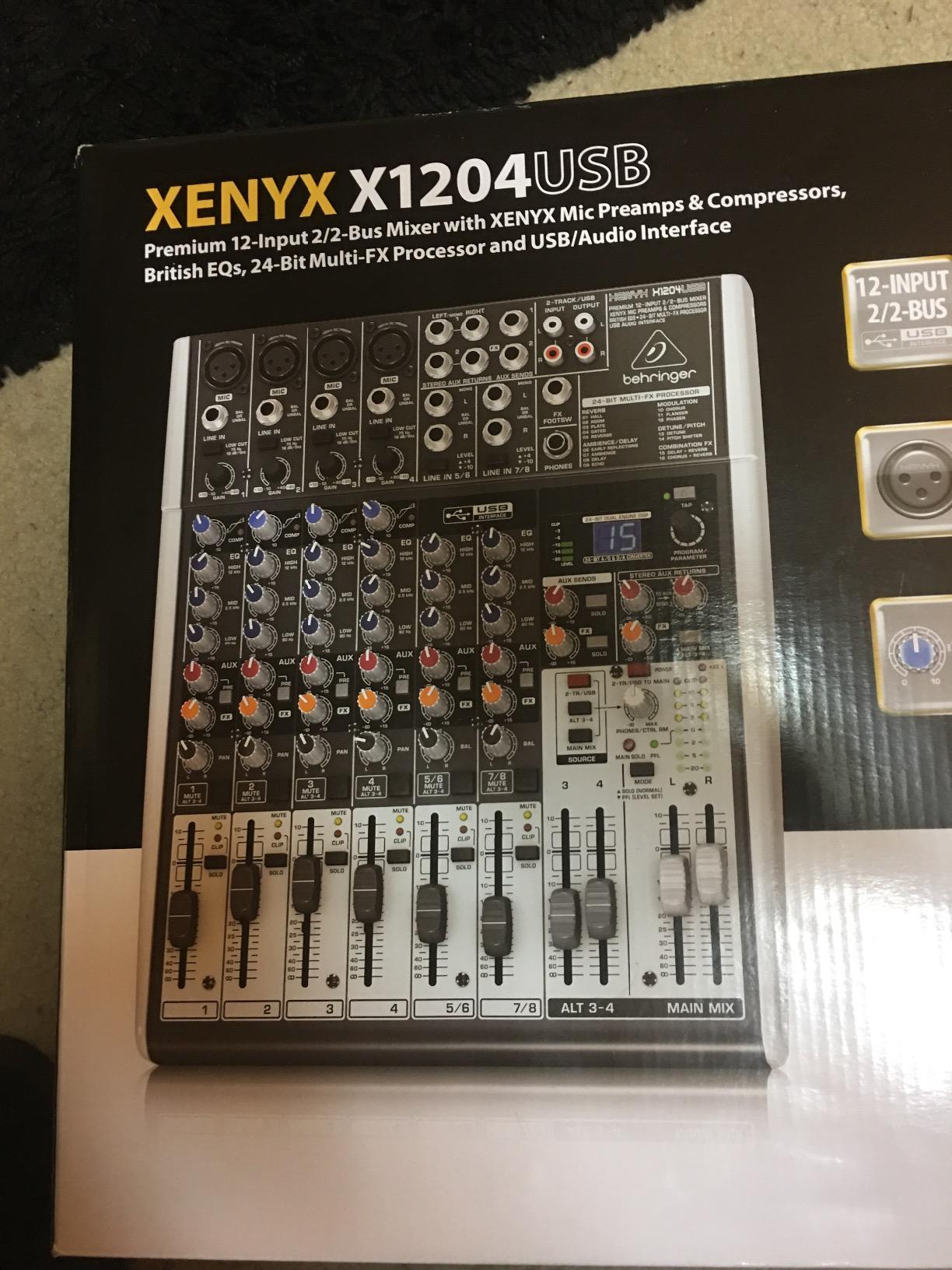 Behringer XENYX X1204USB Premium 12-Input 2/2-Bus Mixer with XENYX Mic Preamps and Compressors, British EQ, 24-Bit Multi-FX Processor and USB/Audio Interface customer photo 2