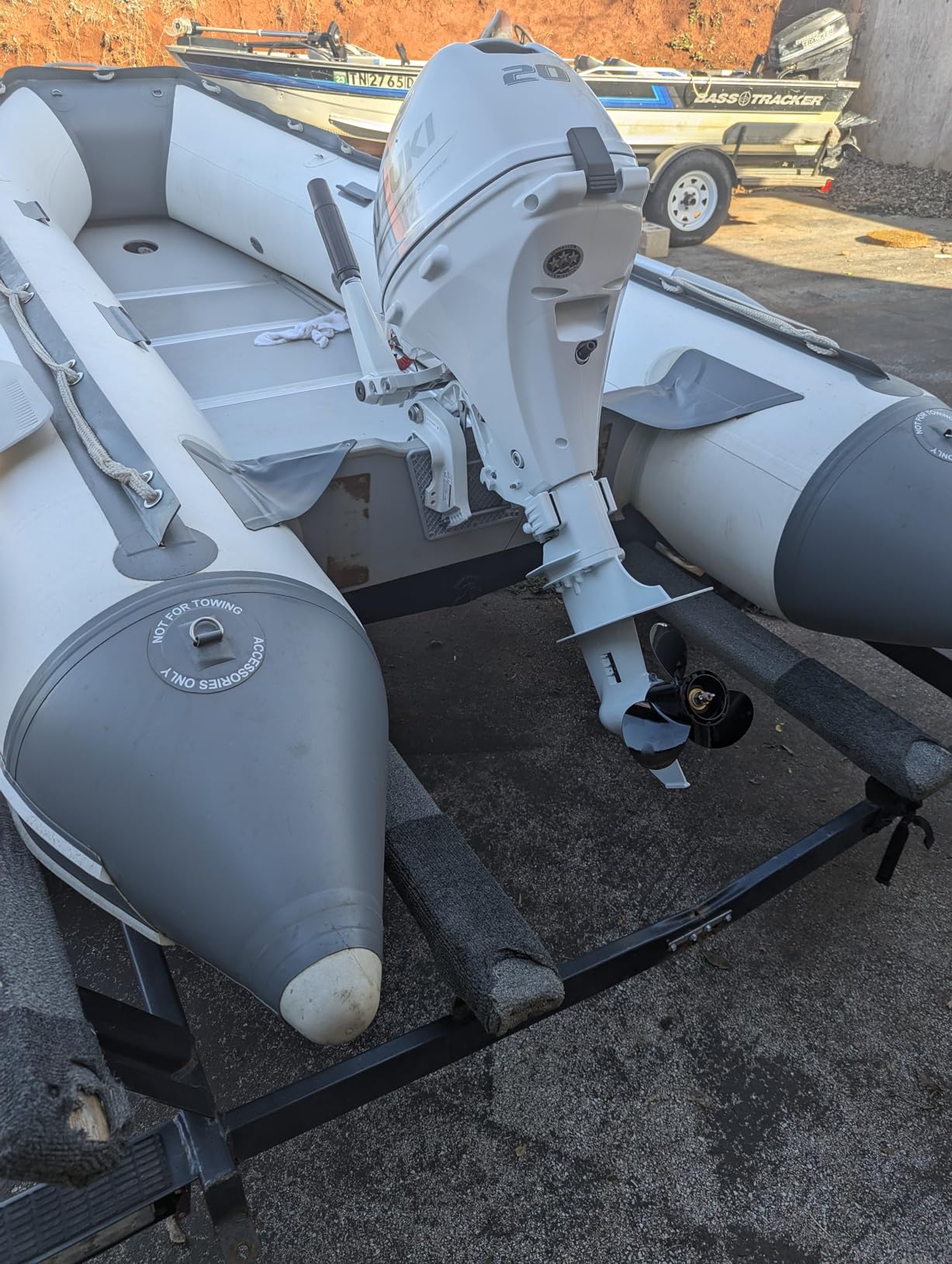 Newport 10ft 6in Newport Model Inflatable Dinghy Boat Transom Sport Tender - 5 Person - 15HP USCG Rated, White/Gray customer photo 2