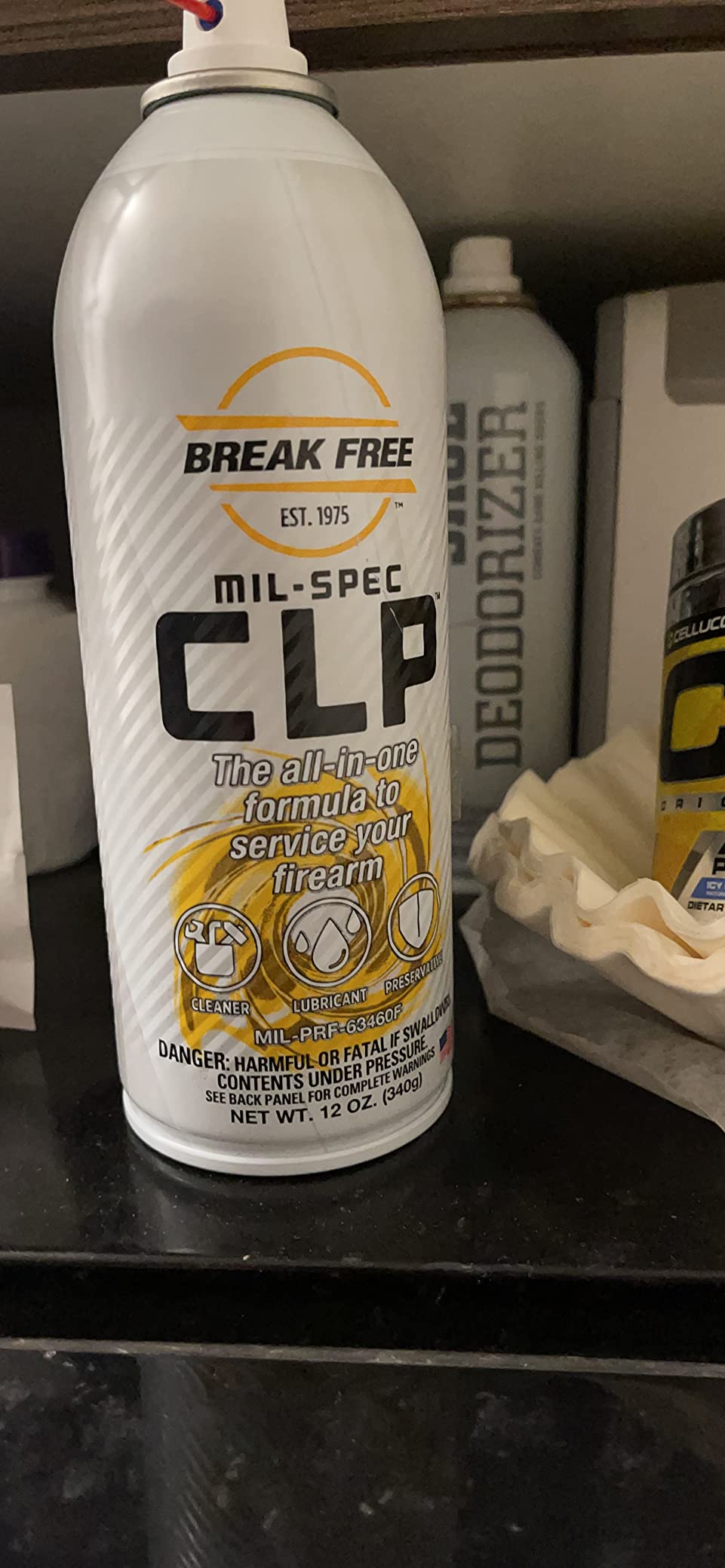 Break Free CLP Cleaner Lubricant and Preservative Gun Cleaner, CLP-12, Aerosol Can, Synthetic Oil, 12 Ounces customer photo 1