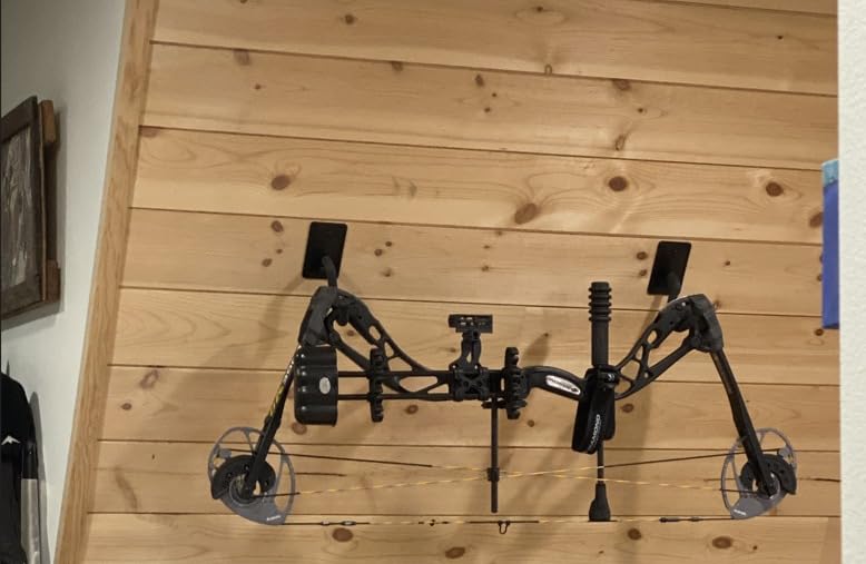 Hold Up Displays - Horizontal Gun Wall Mount for Indoor Display - Shotgun Holder - Bow Wall Hanger - Rifle Wall Mount - Heavy Duty Steel Flatwall Hooks - Made in USA customer photo 2