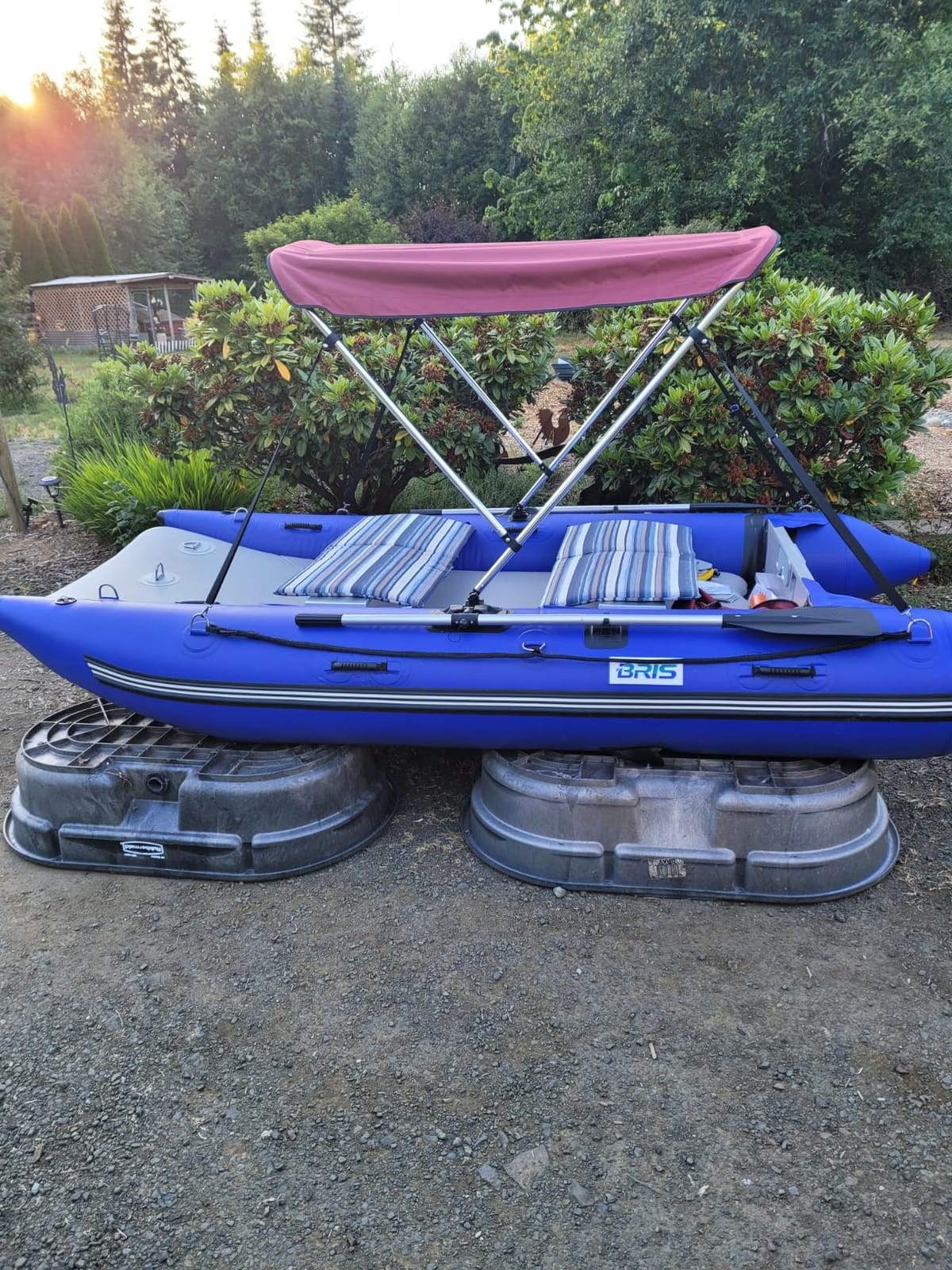 BRIS 11 ft Inflatable Catamaran Inflatable Boat Inflatable Dinghy Mini Cat Boat Blue customer photo 2