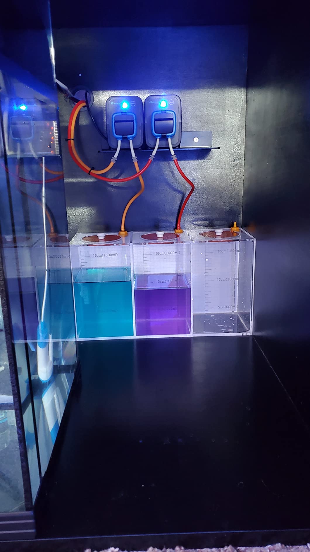 Marinecolor® Acryli Made Liquid Storage Bucket 3 Rooms 4.5 Liters Storage Bucket, Working with Dosing Pump Reservoir ATO auto top Off System, with Scale Aquarium Air Pump Accessories customer photo 2