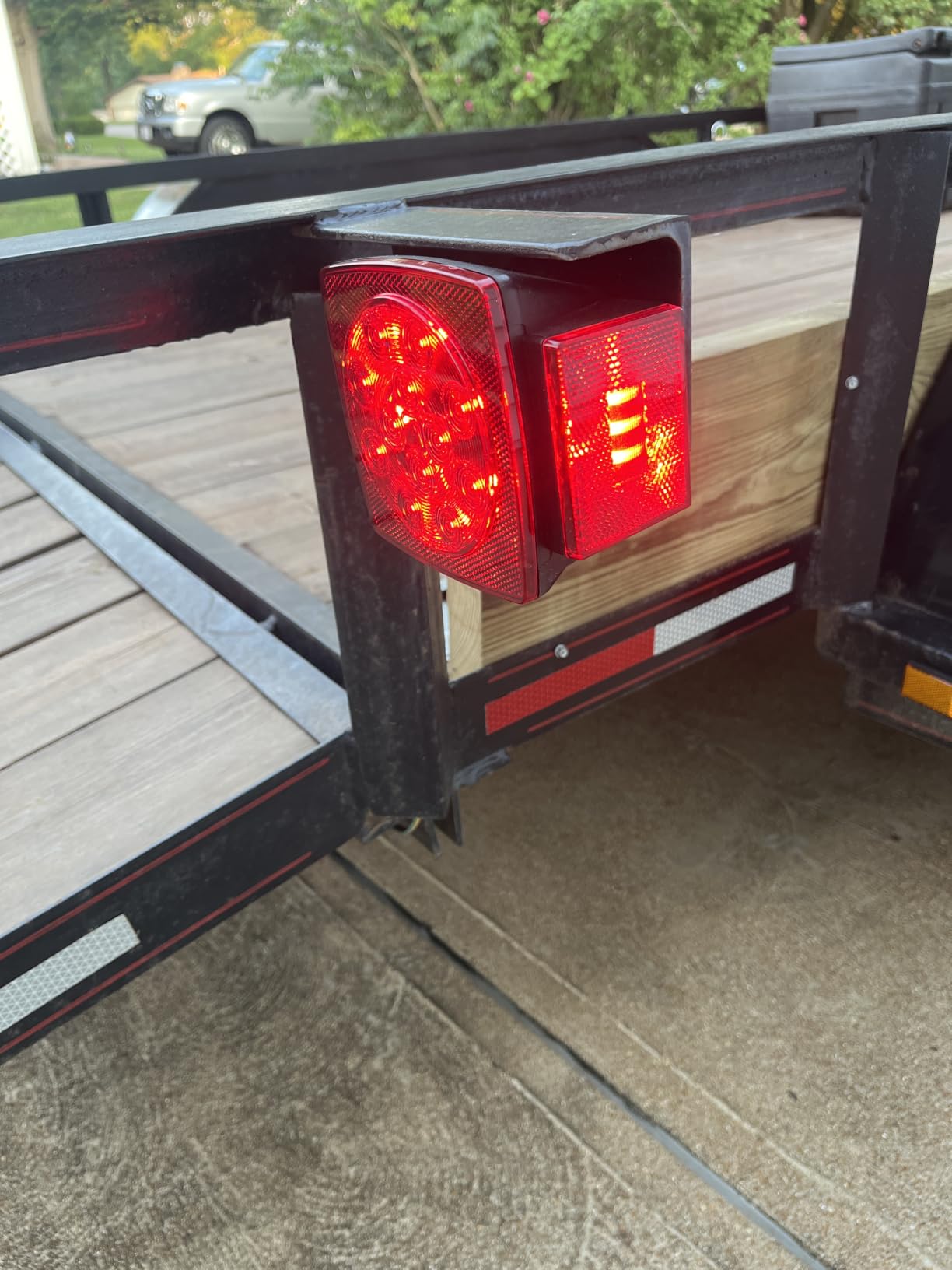Partsam 12V Submersible Square Led Trailer Light,Red White LED Stop Turn Tail License Brake Running Light Lamp for Trailers Under 80