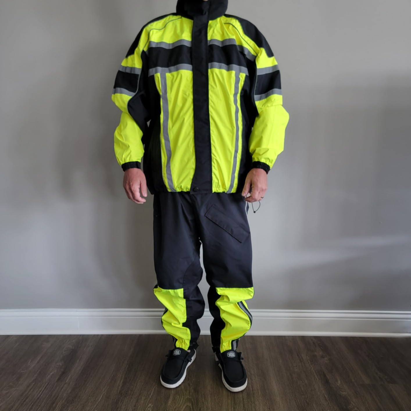 Milwaukee Leather MPM9510 Men's Black Water-Resistant Motorcycle Rain Suit with Hi Vis Reflective Tape customer photo 1