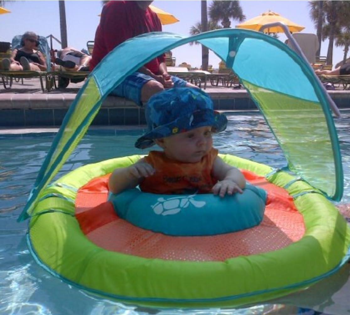 SwimWays Baby Spring Float with Adjustable Canopy and UPF Sun Protection, Blue Lobster customer photo 1