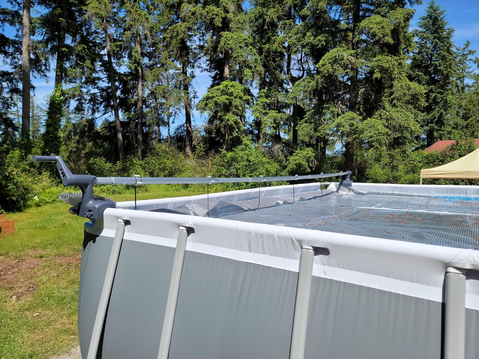 Intex Heavy Duty Solar Above Ground Pool Cover Reel Aluminum Adjustable with Locking Mechanism for Rectangle Frame Pool, Cover Not Included customer photo 1
