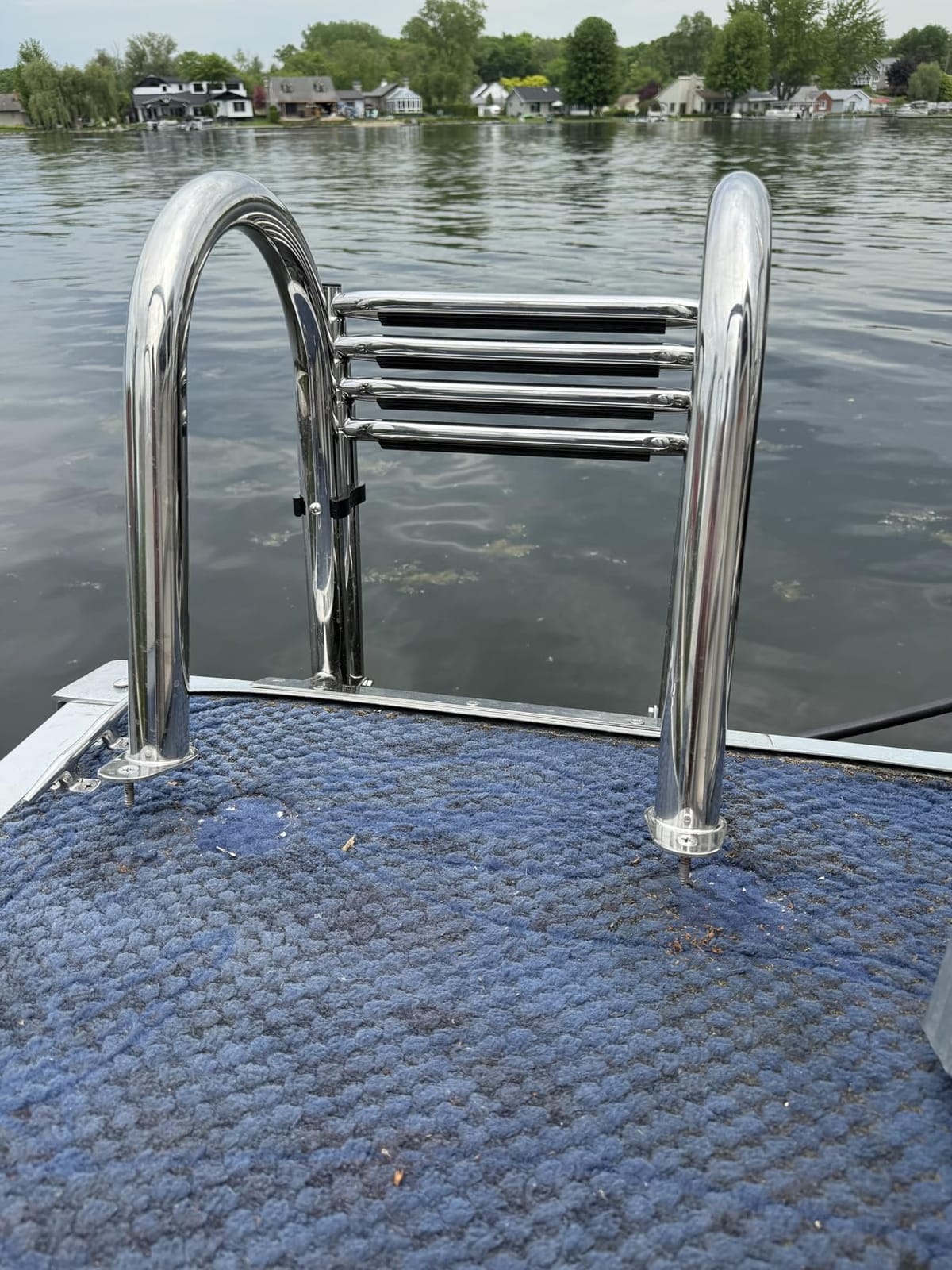 4-Step Pontoon Boat Ladder, 316 Stainless Steel Folding Telescoping Inboard Ladder with Hand Railing and Extra Wide Steps customer photo 1