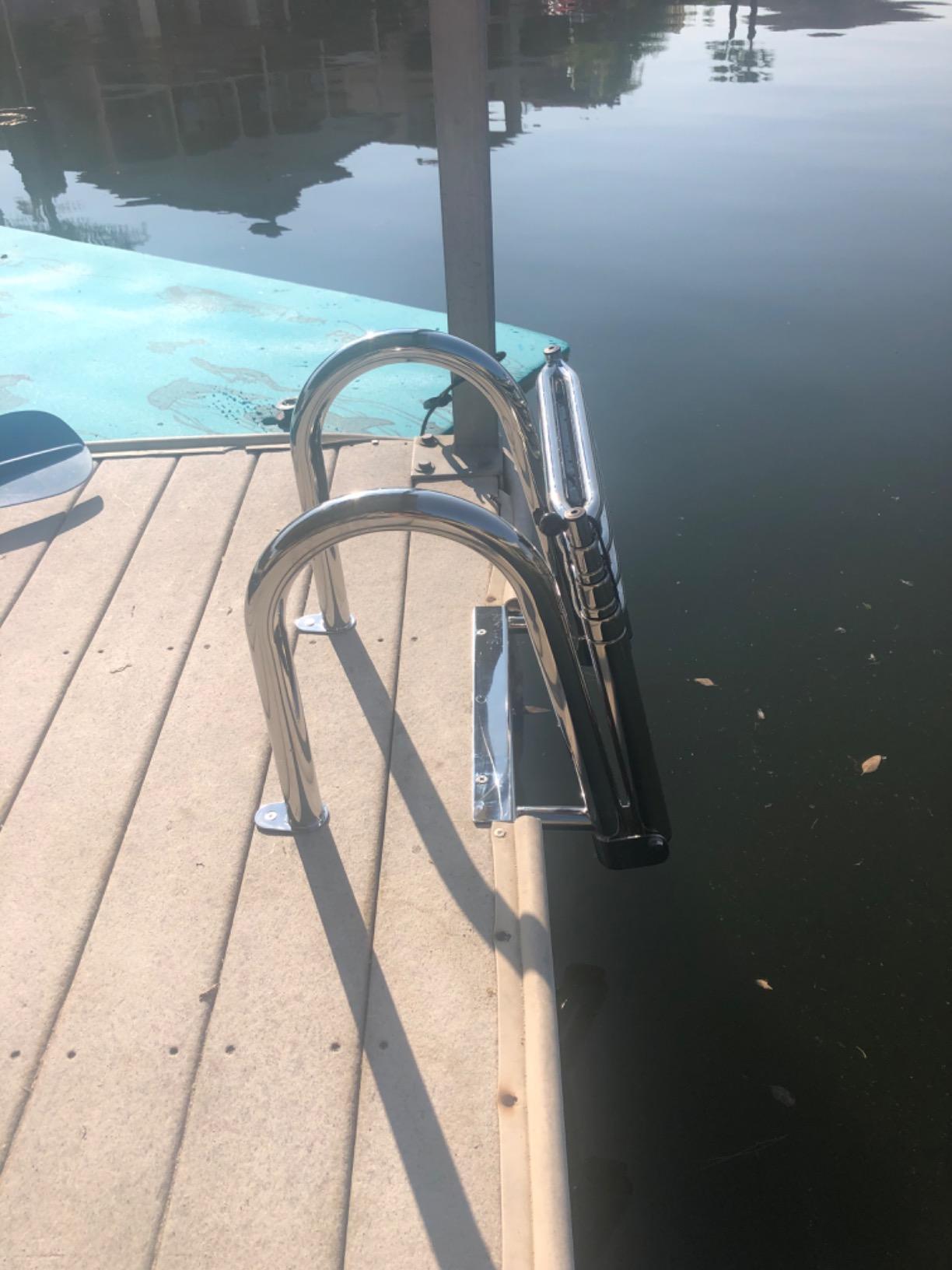 4-Step Pontoon Boat Ladder, 316 Stainless Steel Folding Telescoping Inboard Ladder with Hand Railing and Extra Wide Steps customer photo 2