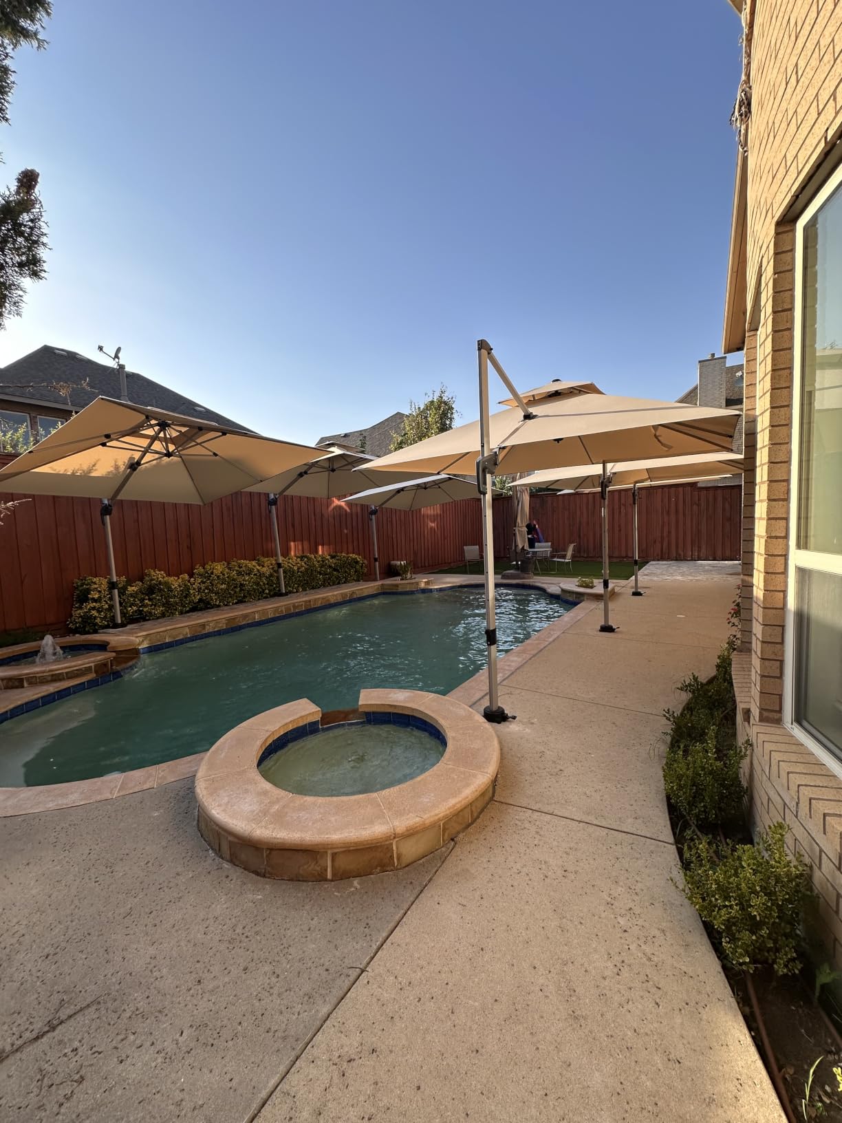 PURPLE LEAF Cantilever Patio Umbrellas 10' x 10' Square Double Top, Terra customer photo 1