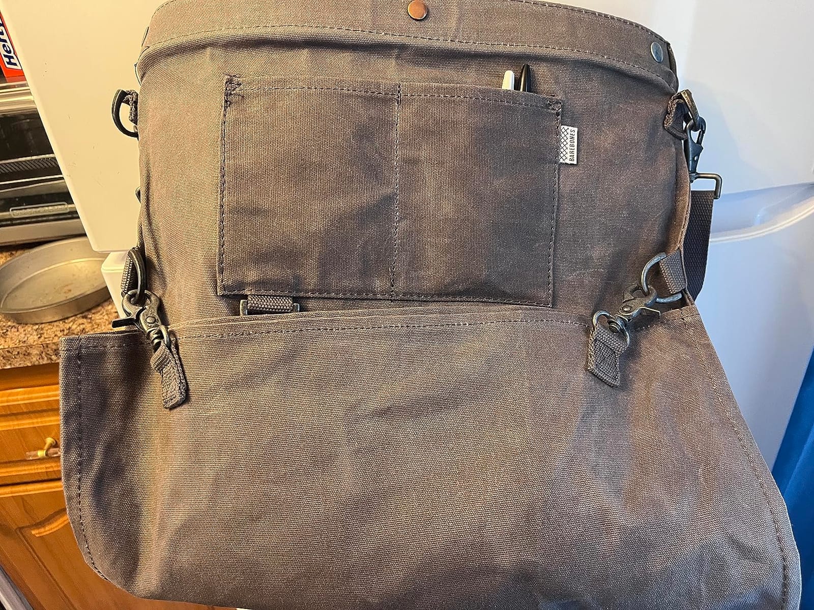 Barebones Harvesting and Gathering Bag - Foraging, Harvest and Fruit Picking Bag with Convertible Straps - Water-Resistant Waxed Canvas Gardening Tool(Slate Gray) customer photo 2