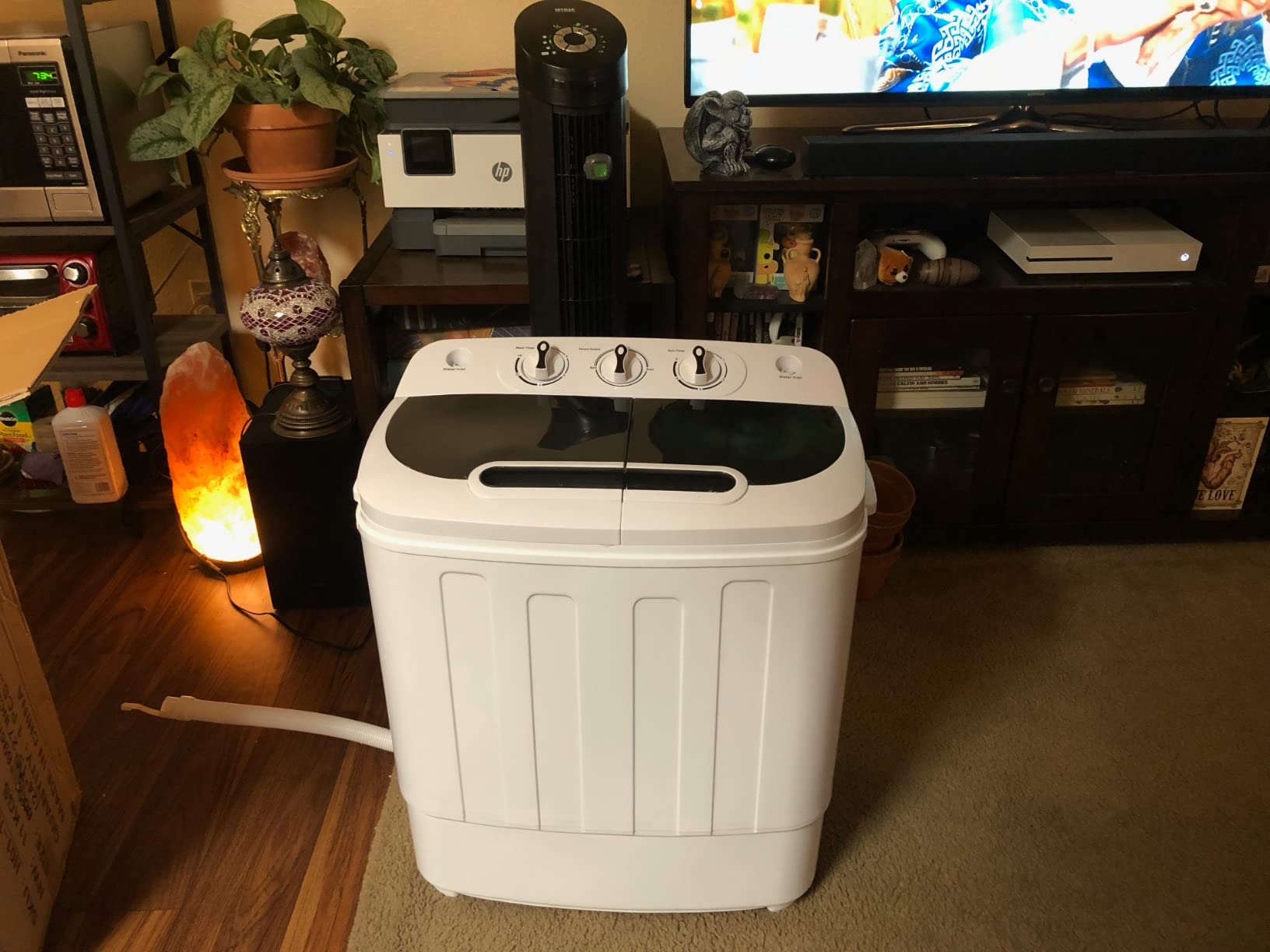 SUPER DEAL Compact Mini Twin Tub Washing Machine 13lbs Capacity Portable Washer Wash and Spin Cycle Combo, Built-in Gravity Drain for Camping, Apartments, Dorms, College, RV’s and Small Spaces customer photo 1