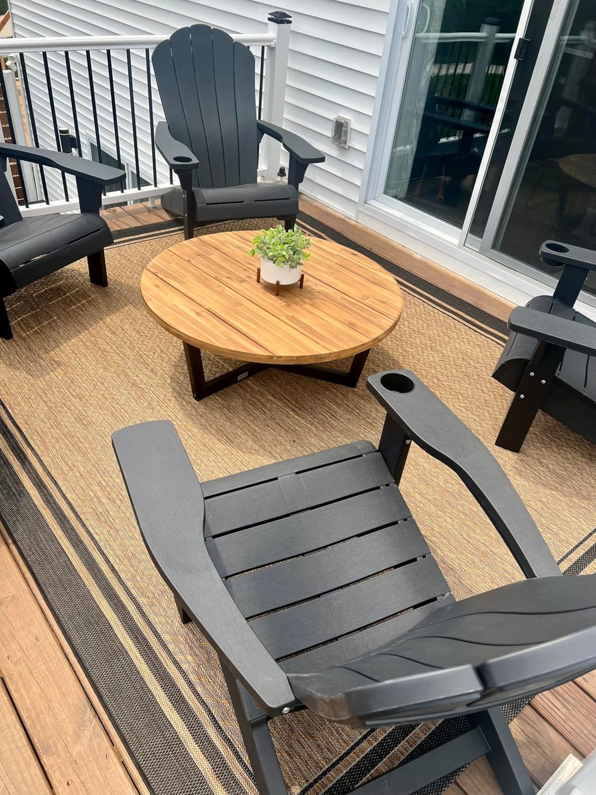 Gertmenian Indoor Outdoor Classic Flatweave Area Rug, Stain & UV Resistant Carpet, Deck, Patio, Poolside & Mudroom, 8x10 Ft Large, Border, Black Tan, 21515 customer photo 2
