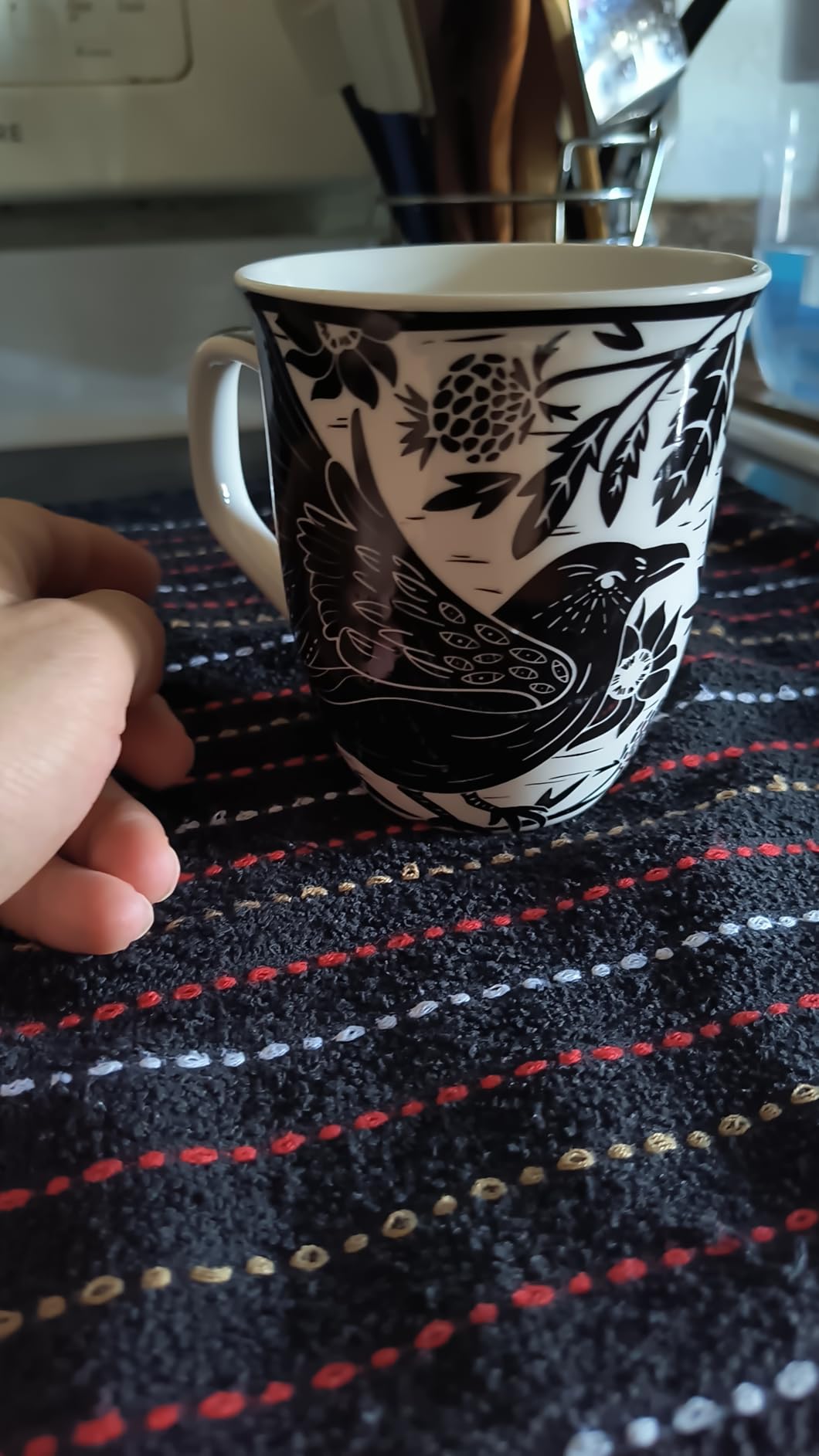Karma Gifts 14 oz Black and White Boho Mug Bee - Cute Coffee and Tea Mug - Ceramic Coffee Mugs for Women and Men customer photo 1