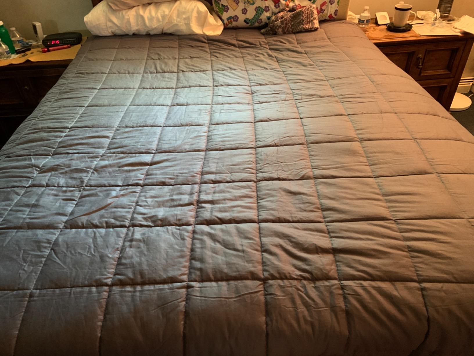 RelaxBlanket Cotton Weighted Blanket 100% Cotton with Premium Glass Beads for All-Season 80''x90'' 30lbs,Dark Grey customer photo 1