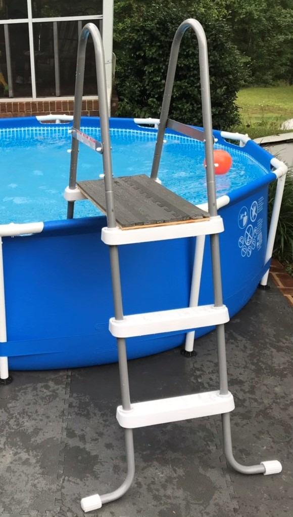 Intex Metal Frame 12 ft x 30 in Round Above Ground Outdoor Backyard Swimming Family Pool for Kids and Adults Ages 6 and Up, Blue customer photo 2