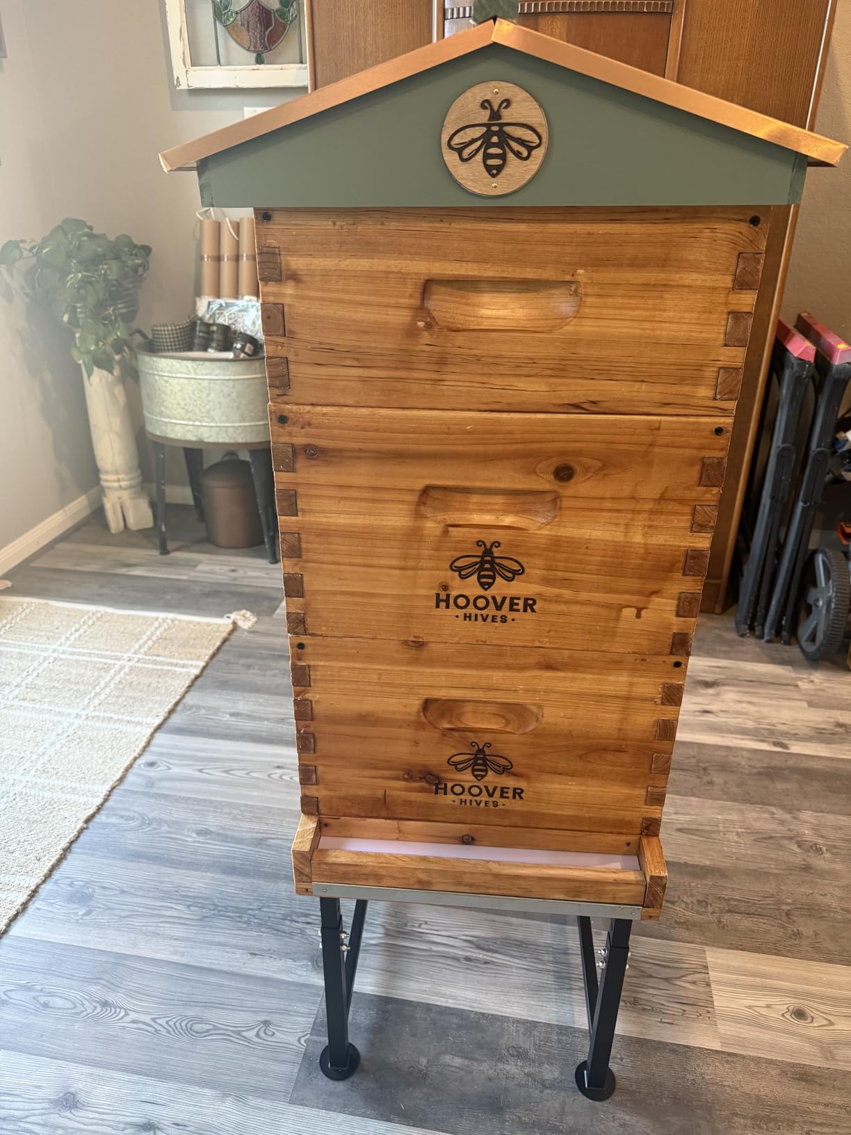 Hoover Hives: The Original Beeswax Coated Beehive Kit. Includes 2 Deep & 1 Medium Boxes with 10 Wooden Frames & Heavy Wax Coated Foundations. Easy Assembly with Predrilled Holes& Screws (Unassembled) customer photo 1