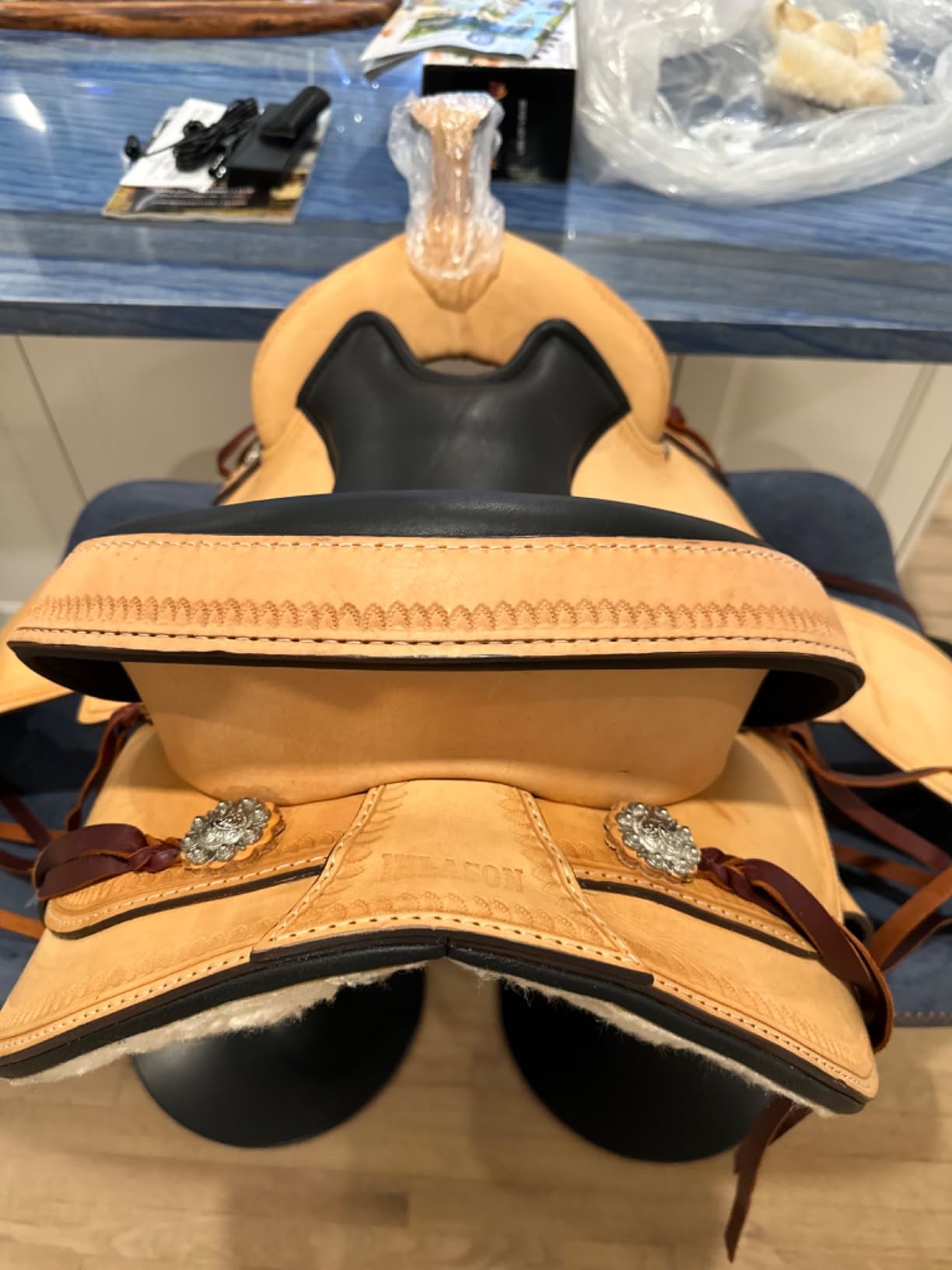 HILASON Hand-Tooled Leather Western Saddle Flex Tree Tan customer photo 1