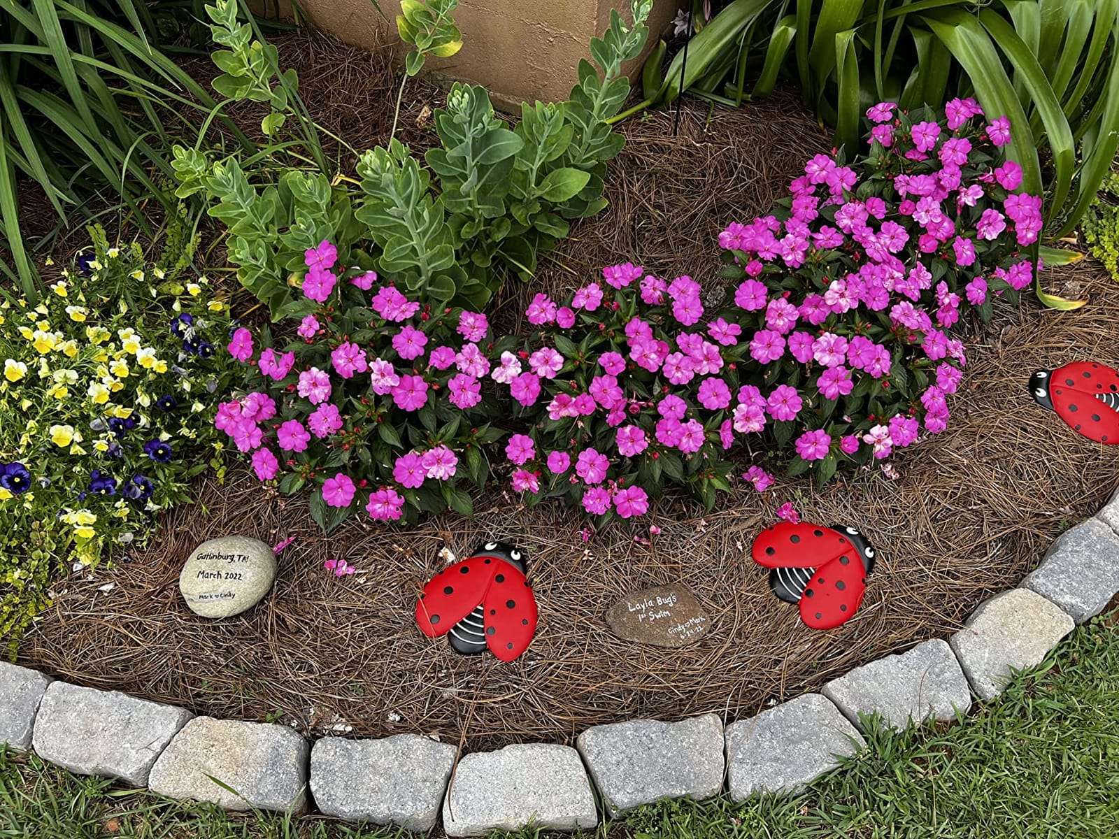Ladybug Stepping Stones for Gardens and Outdoor Flower Beds - Set of 3 customer photo 2