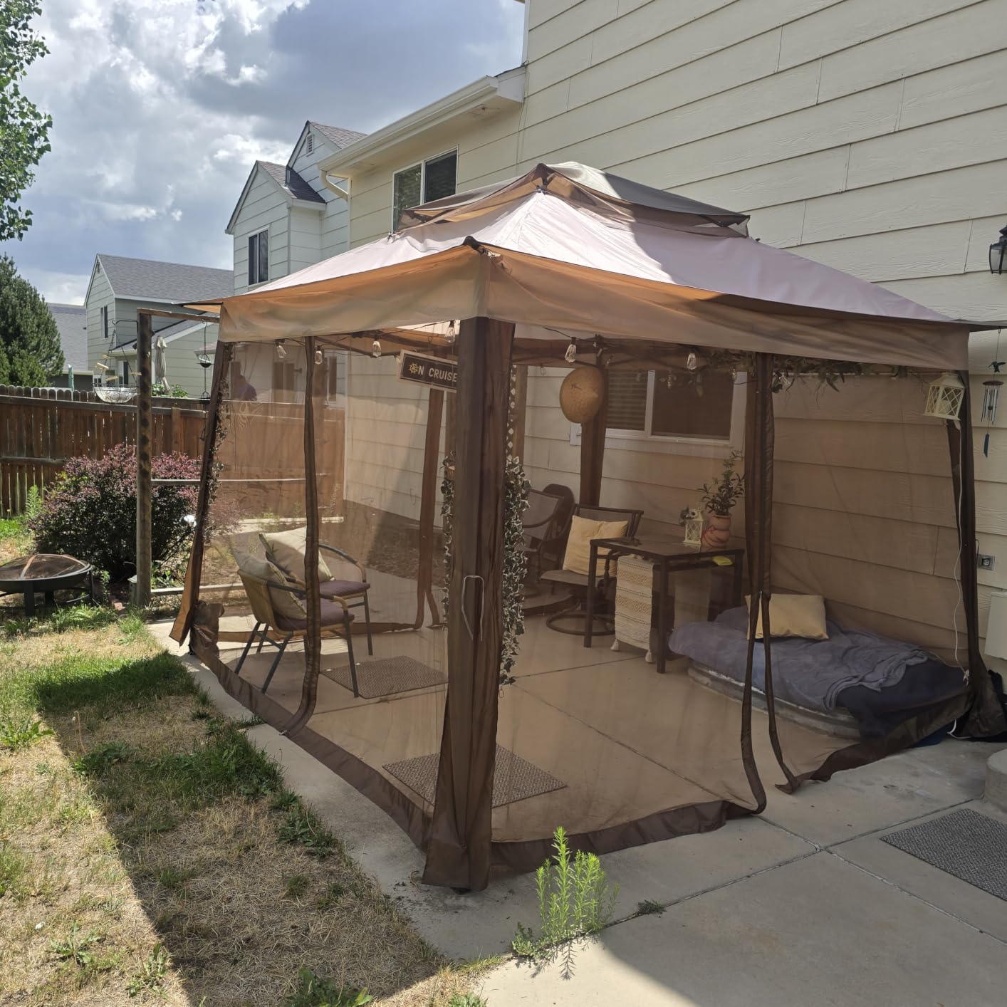 COOS BAY 11x11 Pop Up Gazebo with Netting, Canopy Tent, Beige customer photo 2