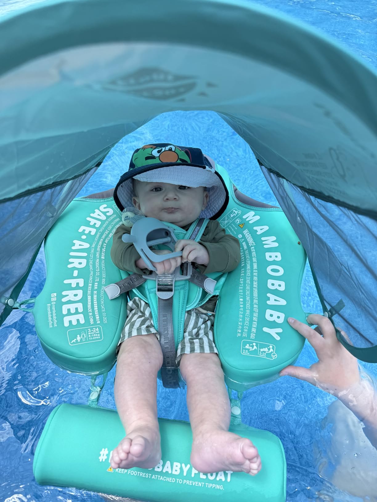 Mambobaby Float with Canopy and Tail New Upgraded Non-Inflatable Baby Pool Float Mambo Float Swim Trainer Solid Infant Swim Float Adjustable Pearl Foam Baby Swim Ring customer photo 1