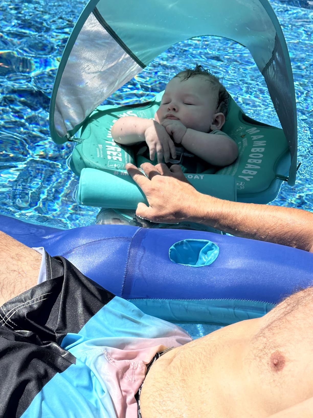 Mambobaby Float with Canopy and Tail New Upgraded Non-Inflatable Baby Pool Float Mambo Float Swim Trainer Solid Infant Swim Float Adjustable Pearl Foam Baby Swim Ring customer photo 2
