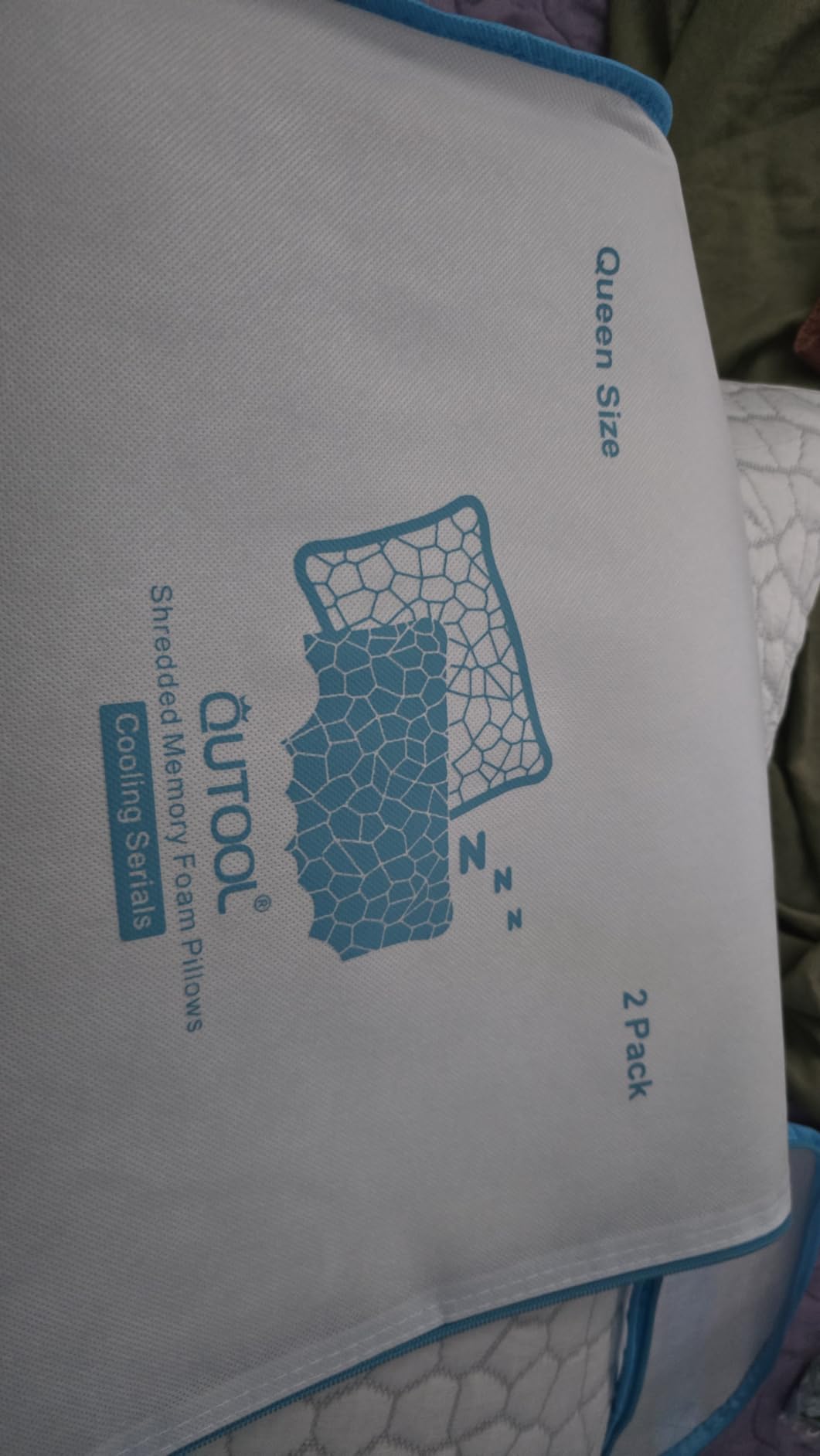 QUTOOL Cooling Pillow for Sleeping, CertiPUR-US Shredded Memory Foam Queen Pillows Set of 2, Cool Pillow for Hot Sleepers Adjustable Firm Pillow for Side, Back, Stomach Sleepers Soft Yet Support,White customer photo 2