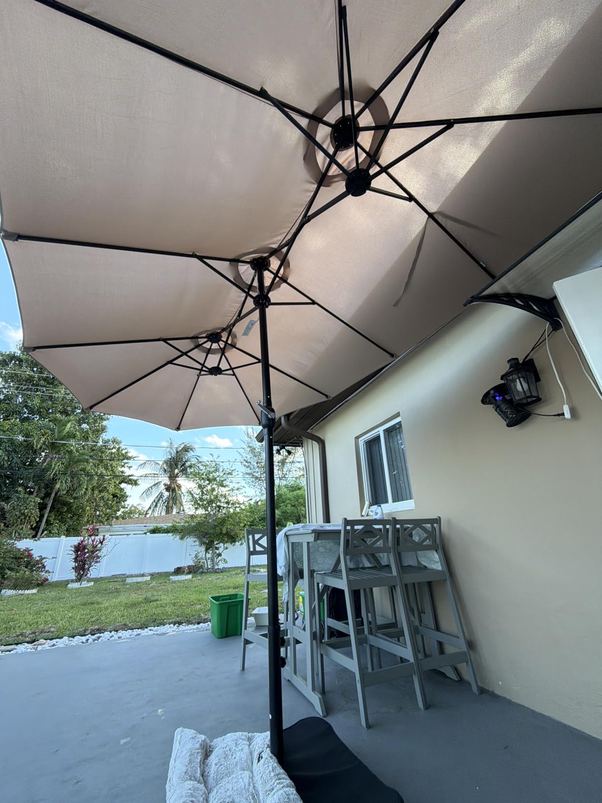 PHI VILLA 15ft Large Outdoor Patio Umbrella with Base Included, Beige customer photo 2