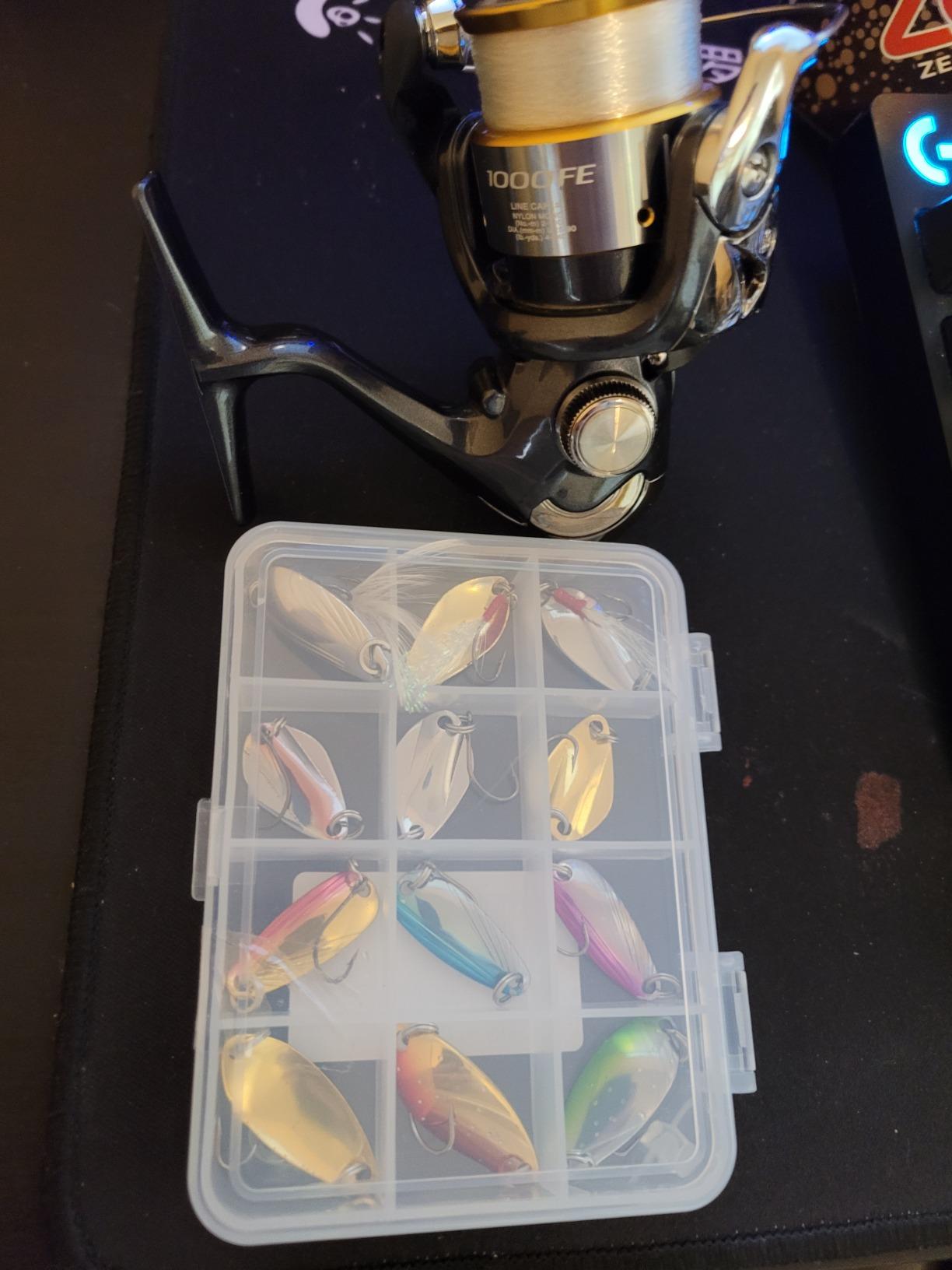 Fishing Spoon Lure Set Metal Baits for Trout, Char and Perch Fishing with Tackle Box (Pack of 12) customer photo 1