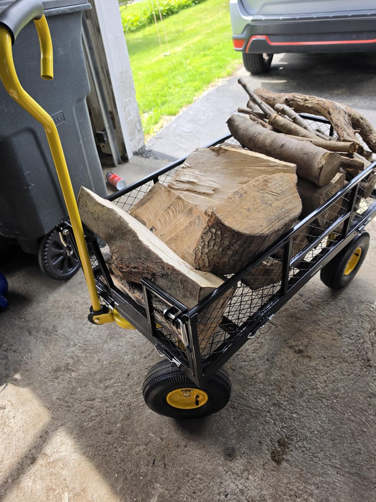 VIVOHOME Heavy Duty 880 Lbs 4.5 Cu Ft Mesh Steel Garden Cart Utility Wagon | Removable Sides and 4.10/3.50-4