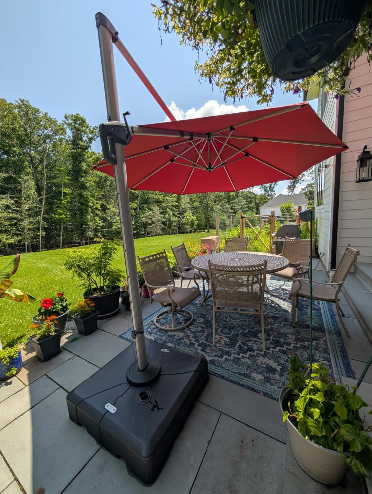 PURPLE LEAF Cantilever Patio Umbrella 10 FT Wind Resistant Canopy Navy Blue customer photo 2