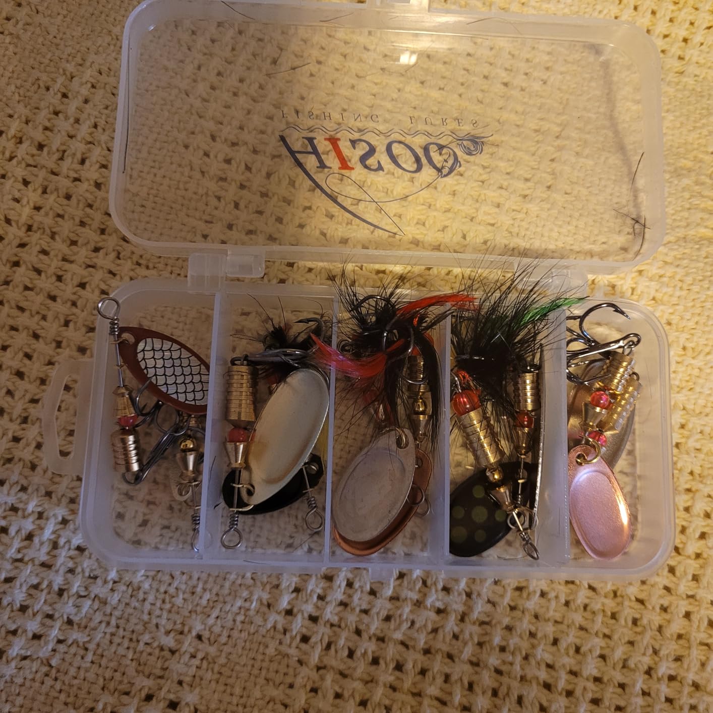 10pcs Fishing Lure Spinnerbait, Bass Trout Salmon Hard Metal Spinner Baits Kit with Tackle Boxes customer photo 1