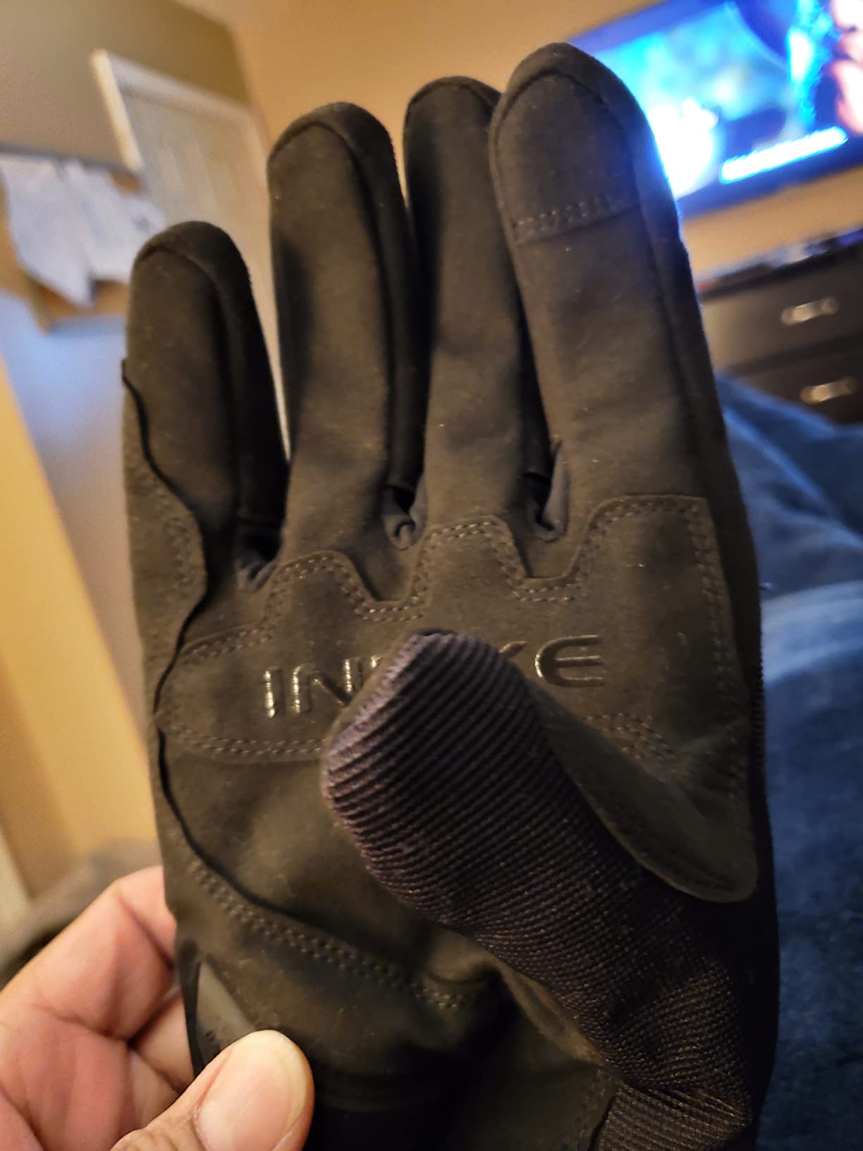 INBIKE Waterproof Winter Motorcycle Gloves Thermal Fleece Touchscreen with TPR Palm Pad Cushioning Hard Knuckle Black Large customer photo 1