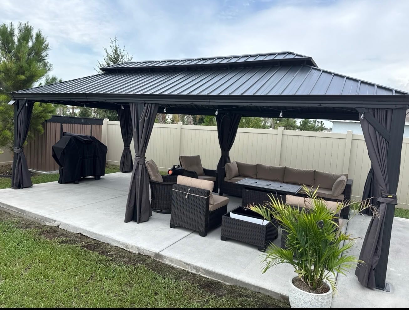 PURPLE LEAF Permanent Hardtop Gazebo 10' X 12' Aluminum, Gray customer photo 2